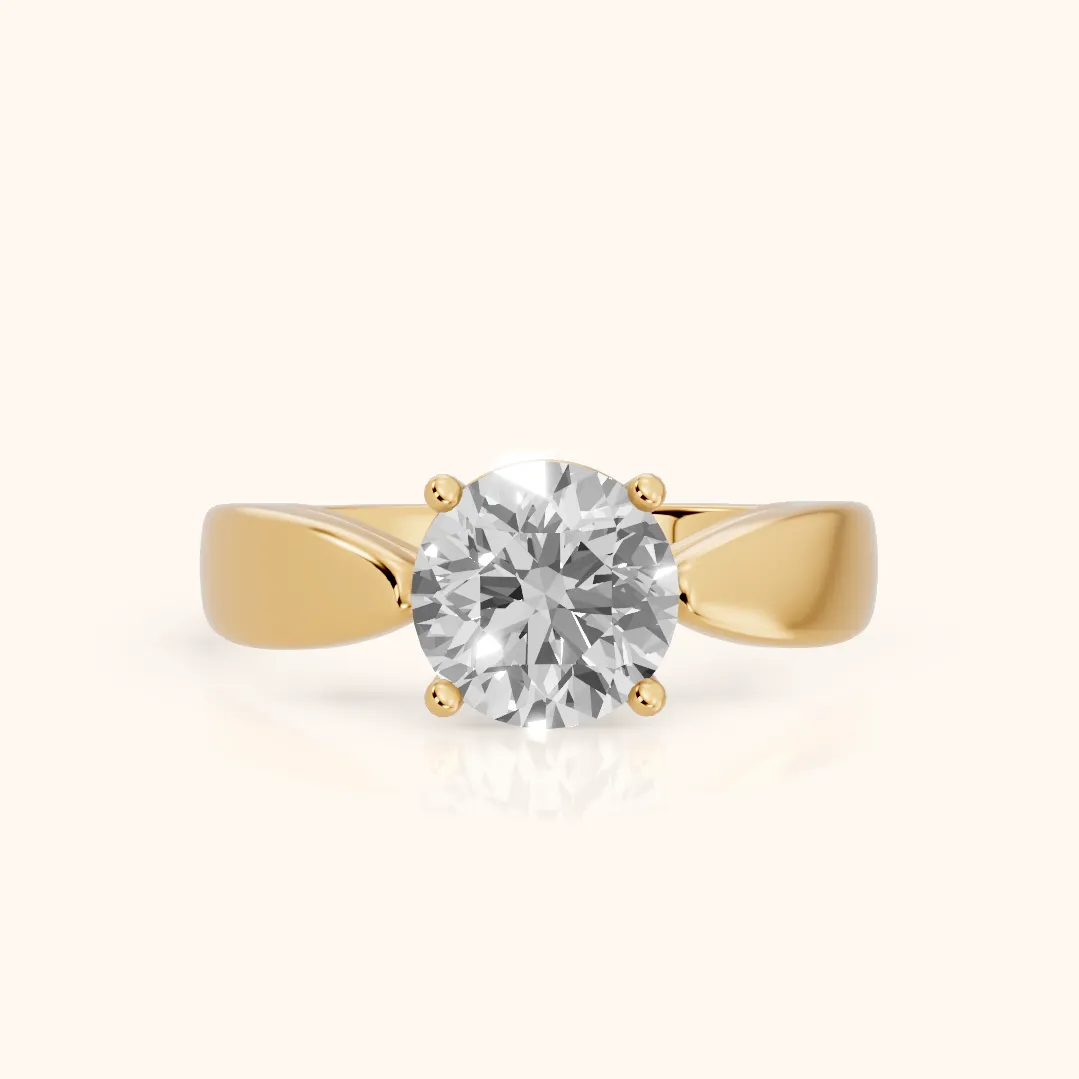 Talia Solitaire Twist Round Diamond Engagement Ring in Yellow Gold — view 2