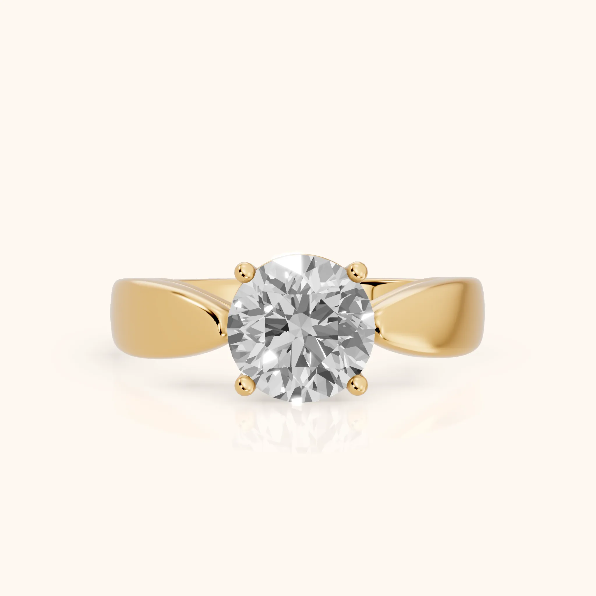 Talia Solitaire Twist Round Diamond Engagement Ring in Yellow Gold — view 1