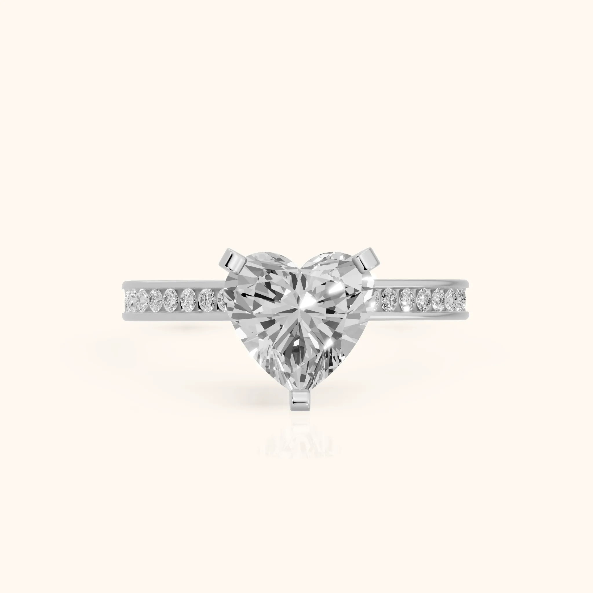 Tessa Solitaire Channel Set Heart Diamond Engagement Ring in Silver — view 1