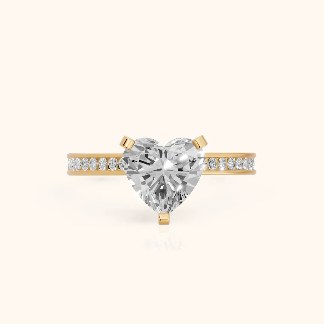 Tessa Solitaire Channel Set Heart Diamond Engagement Ring in Yellow Gold — view 2