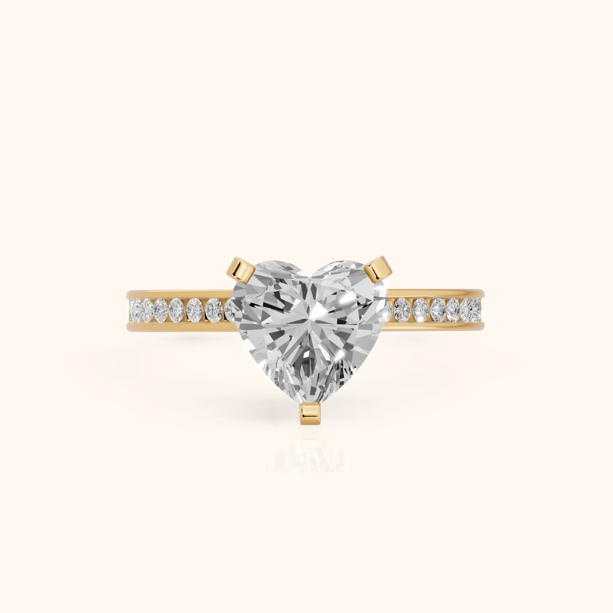 Tessa Solitaire Channel Set Heart Diamond Engagement Ring in Yellow Gold — view 1