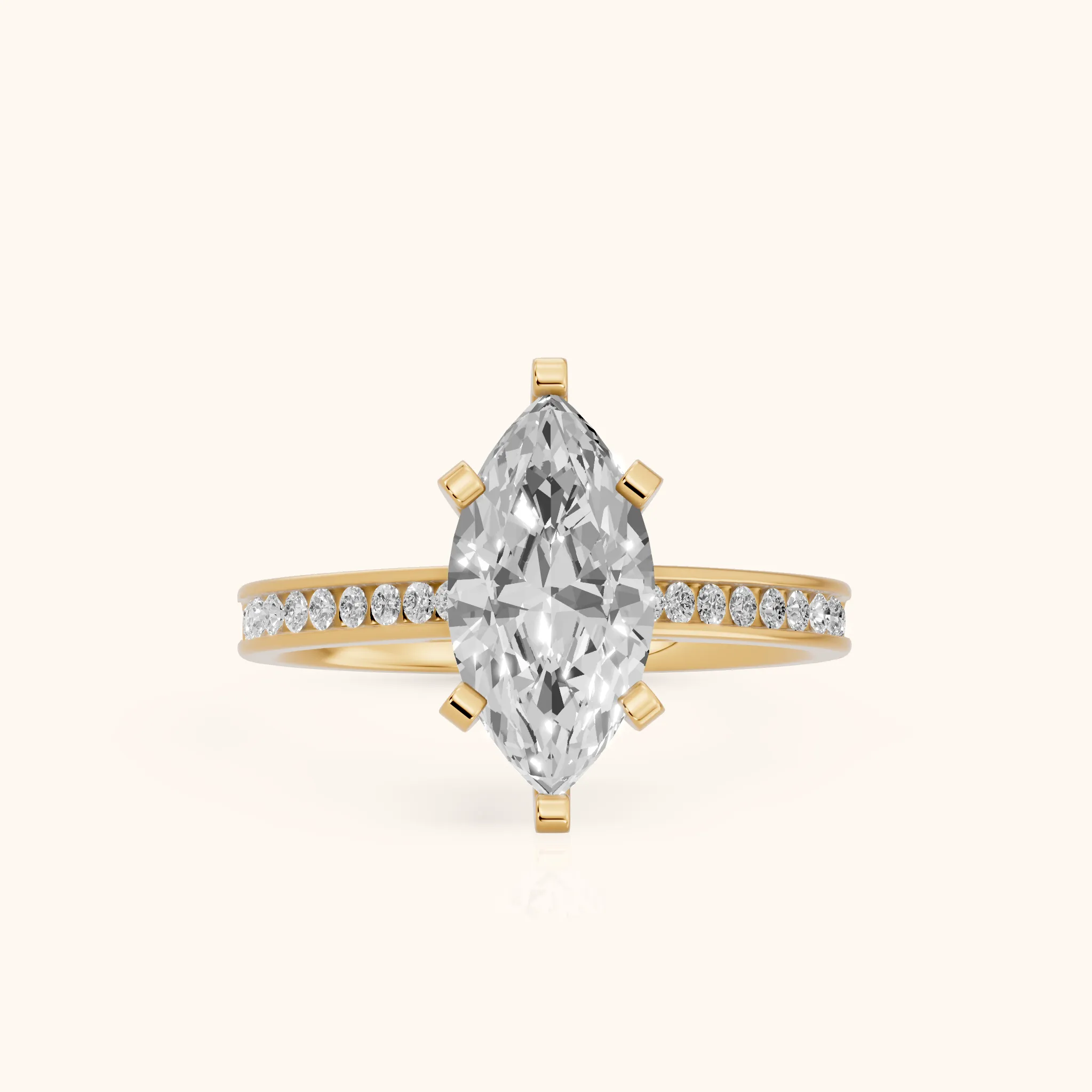 Tessa Solitaire Channel Set Marquise Diamond Engagement Ring in Yellow Gold — view 1