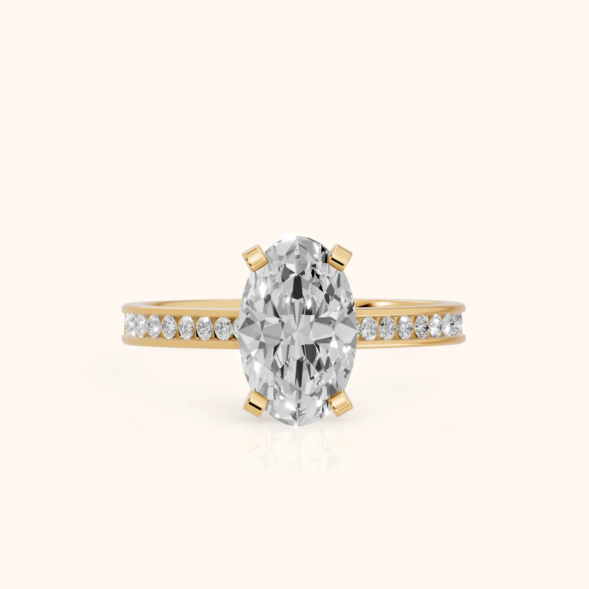 Tessa Solitaire Channel Set Oval Diamond Engagement Ring in Yellow Gold — view 1