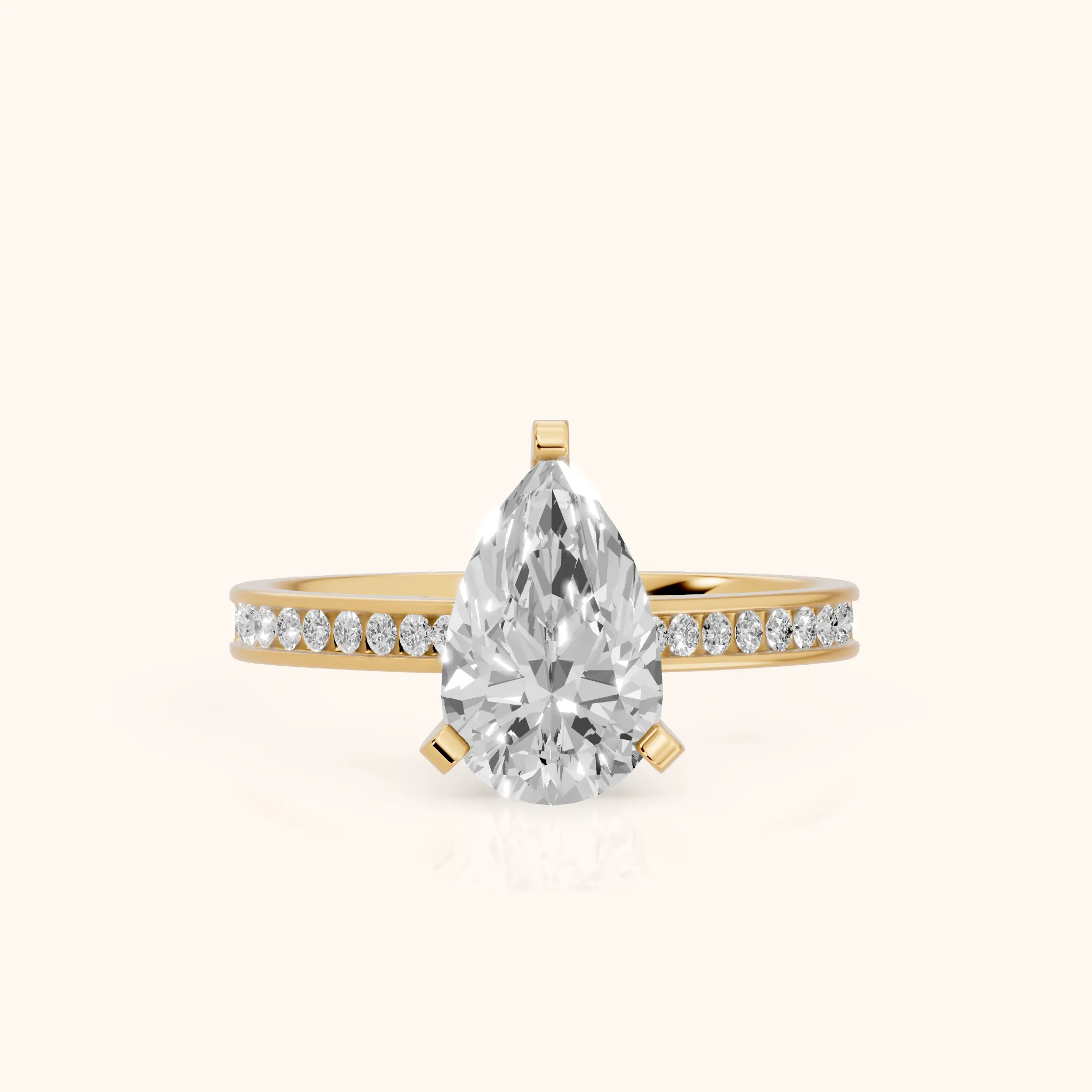 Tessa Solitaire Channel Set Pear Diamond Engagement Ring in Yellow Gold — view 1