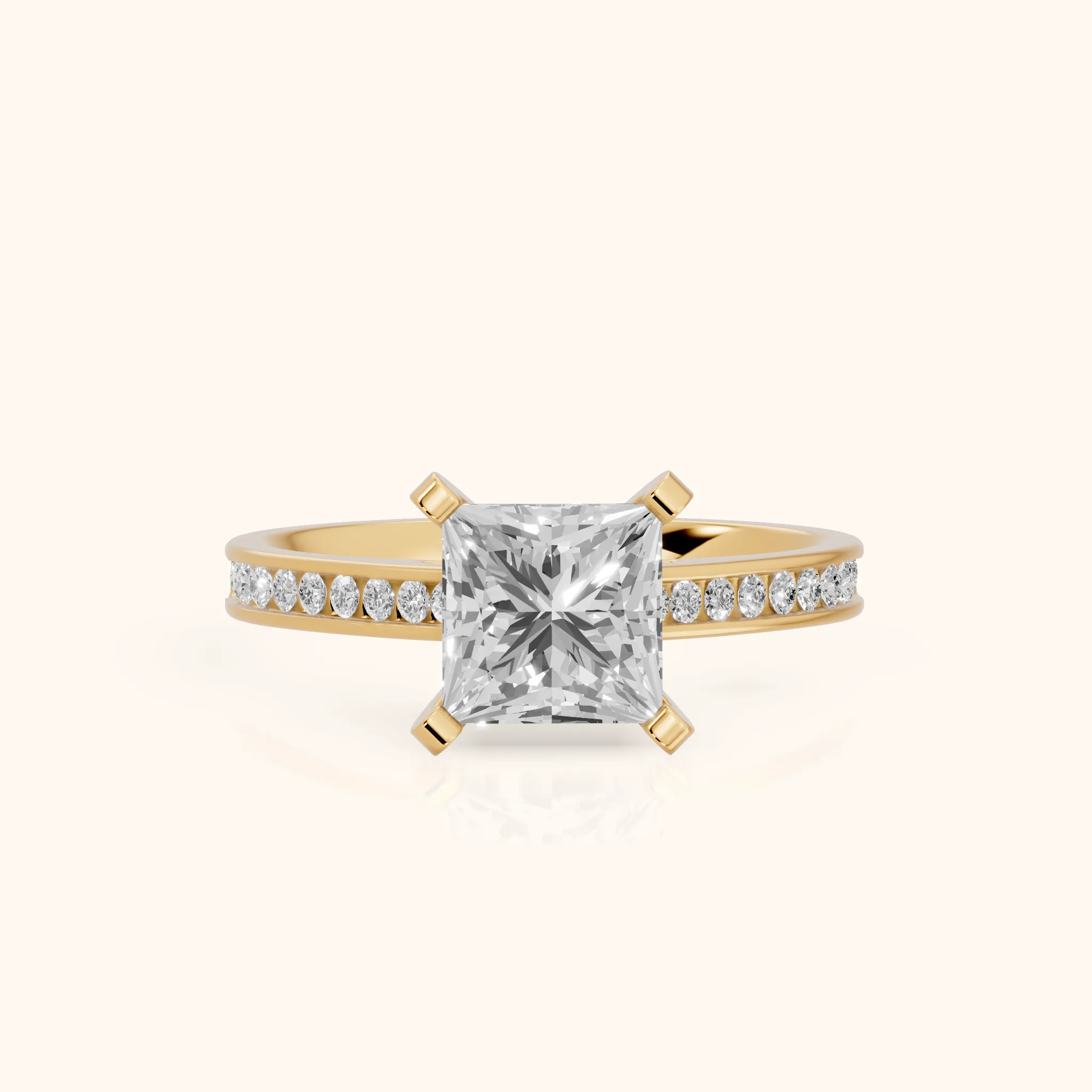 Tessa Solitaire Channel Set Princess Diamond Engagement Ring in Yellow Gold — view 1