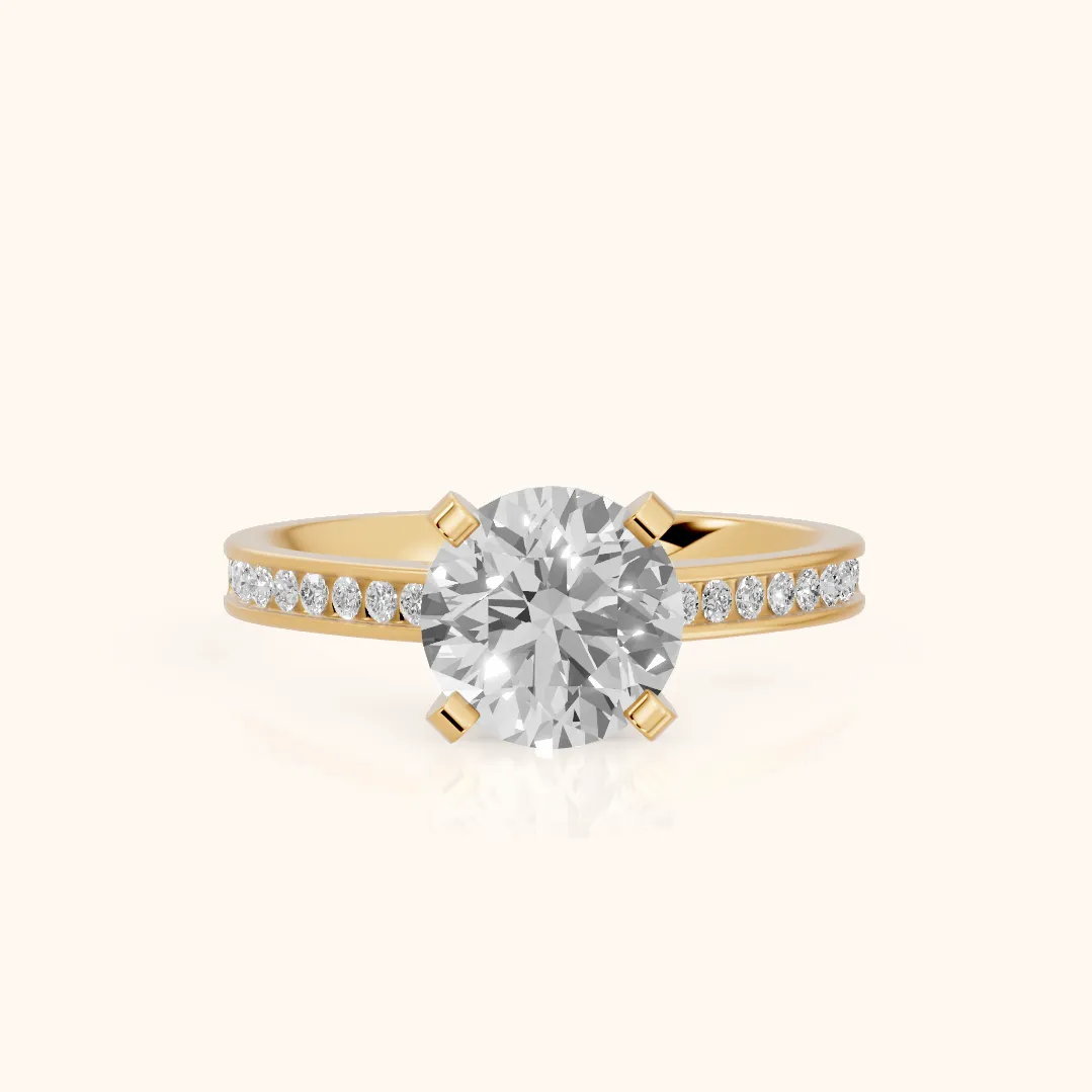 Tessa Solitaire Channel Set Round Diamond Engagement Ring in Yellow Gold — view 2