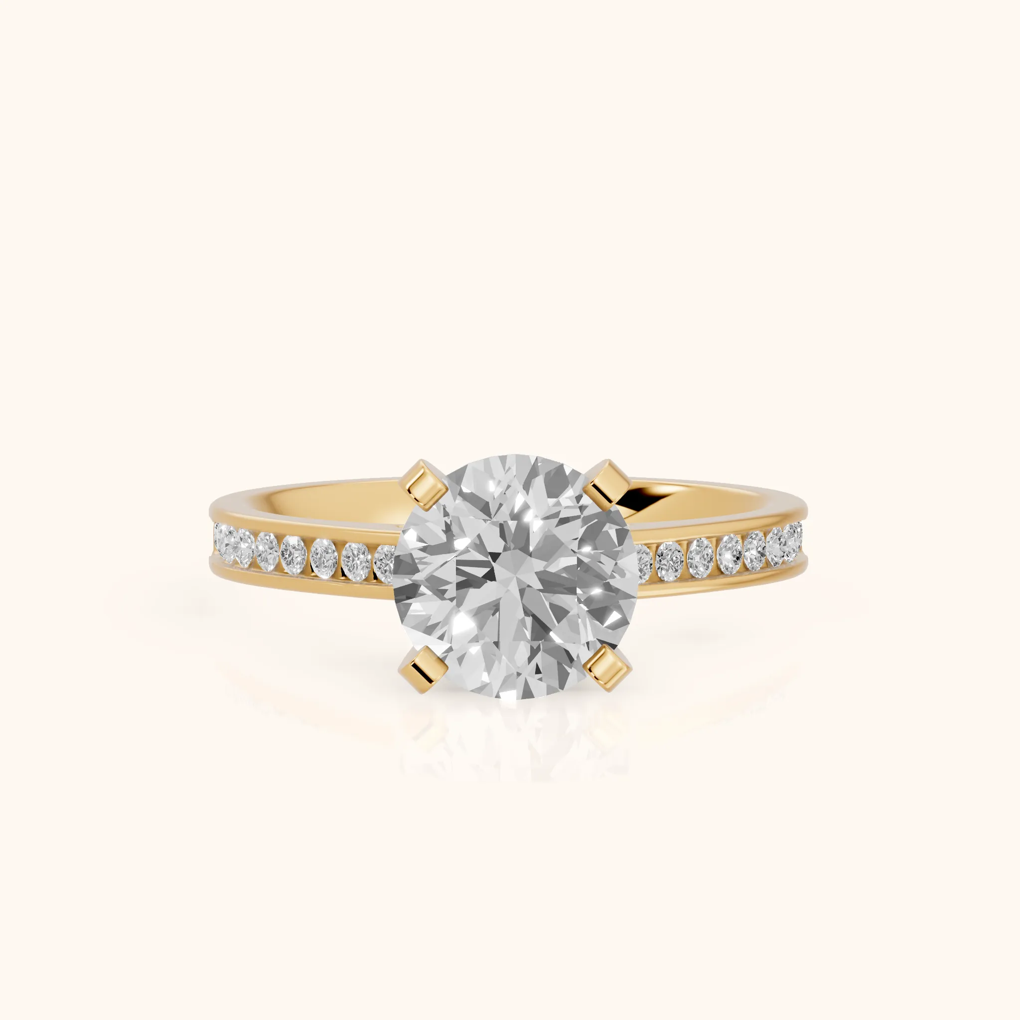 Tessa Solitaire Channel Set Round Diamond Engagement Ring in Yellow Gold — view 1