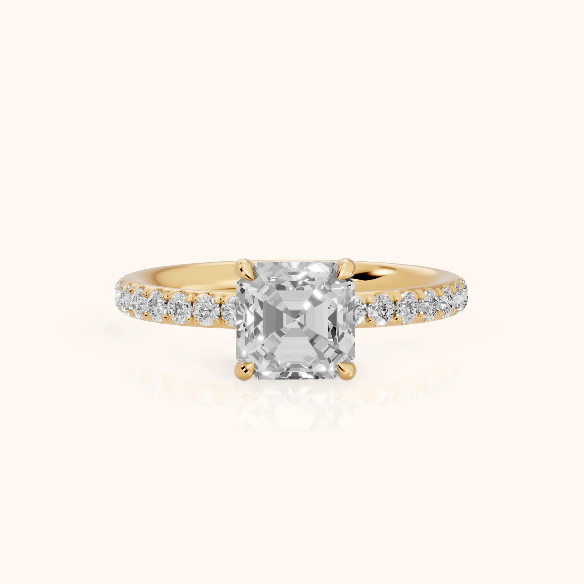 Thea Hidden Halo Pavé Asscher Diamond Engagement Ring in Yellow Gold — view 1