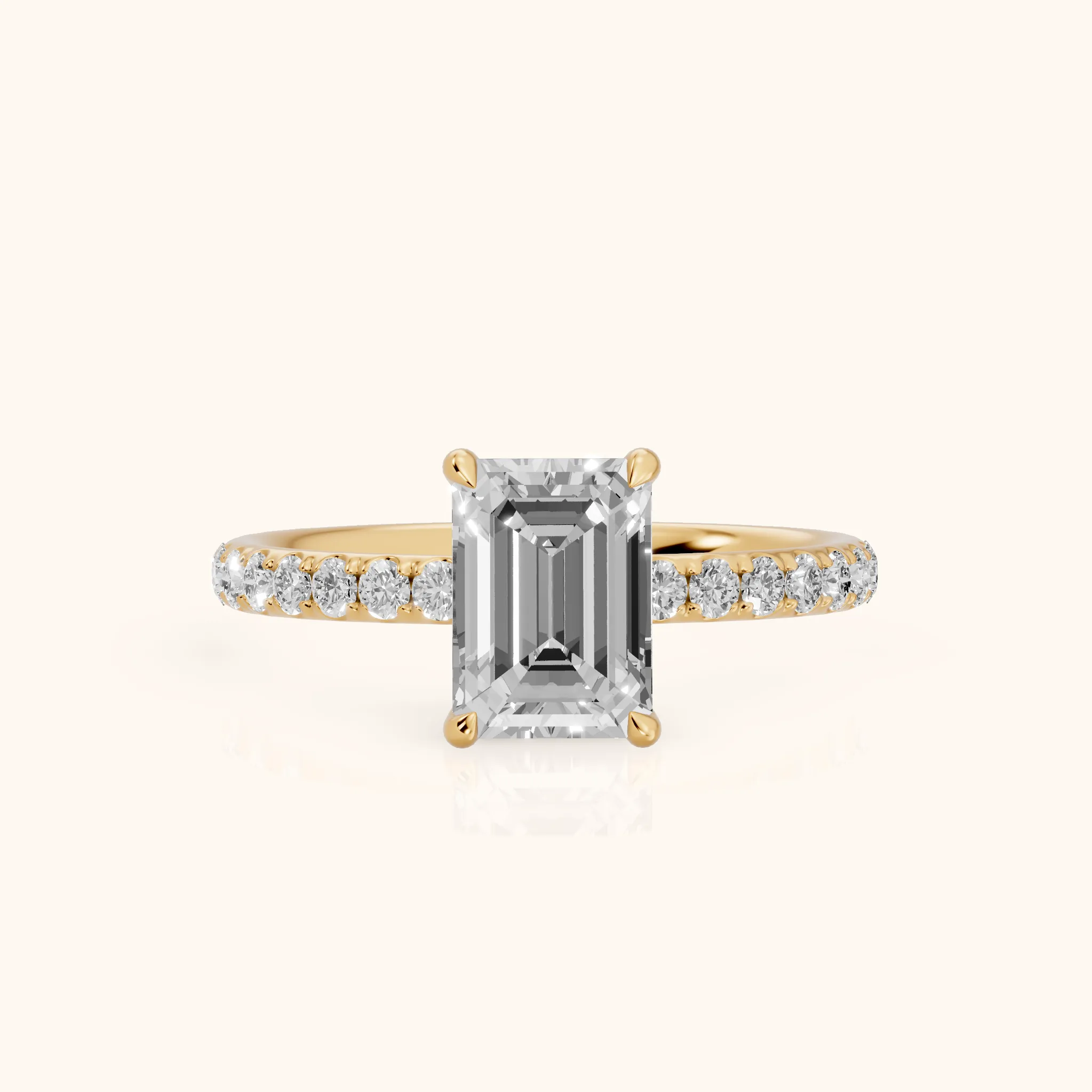 Thea Hidden Halo Pavé Emerald Diamond Engagement Ring in Yellow Gold — view 1