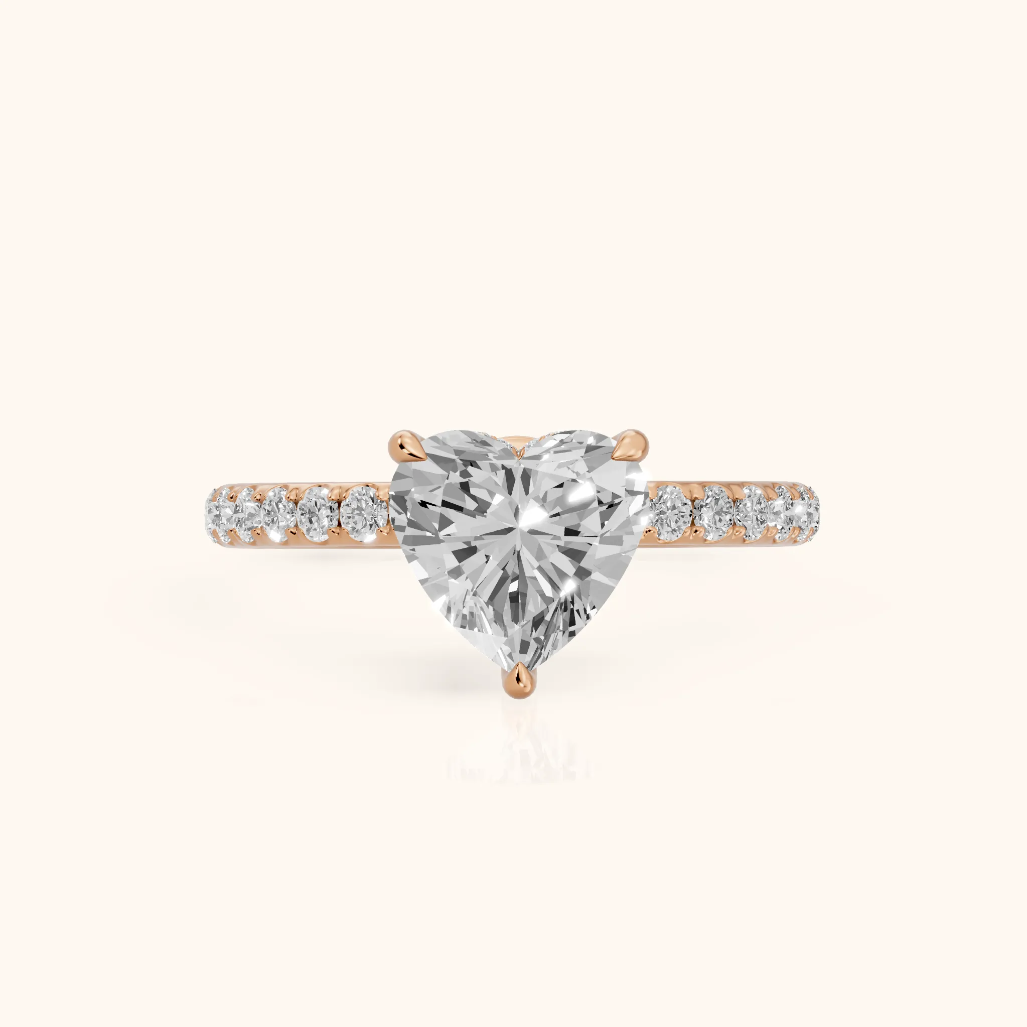 Thea Hidden Halo Pavé Heart Diamond Engagement Ring in Rose Gold — view 1