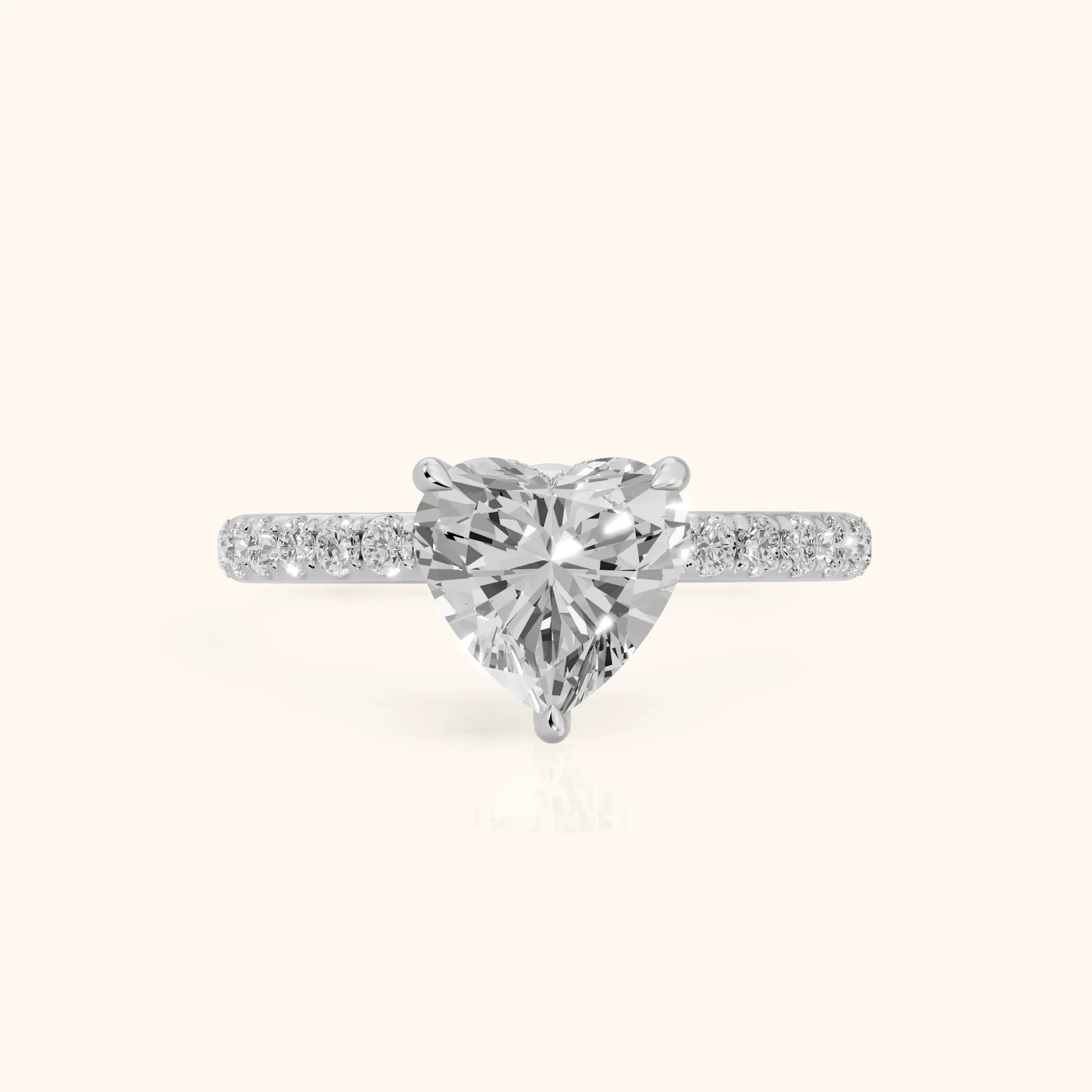 Thea Hidden Halo Pavé Heart Diamond Engagement Ring in Silver — view 1