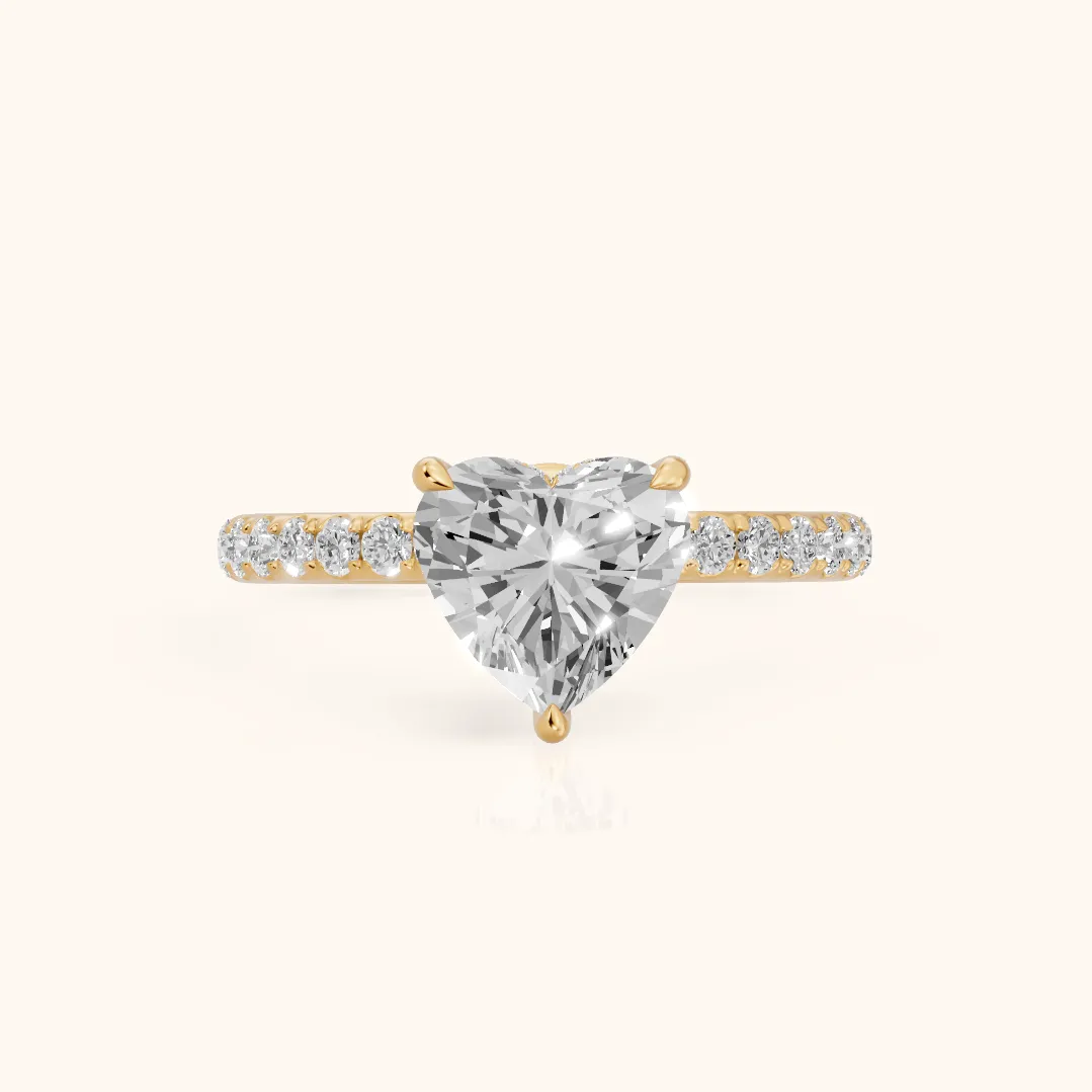 Thea Hidden Halo Pavé Heart Diamond Engagement Ring in Yellow Gold — view 2