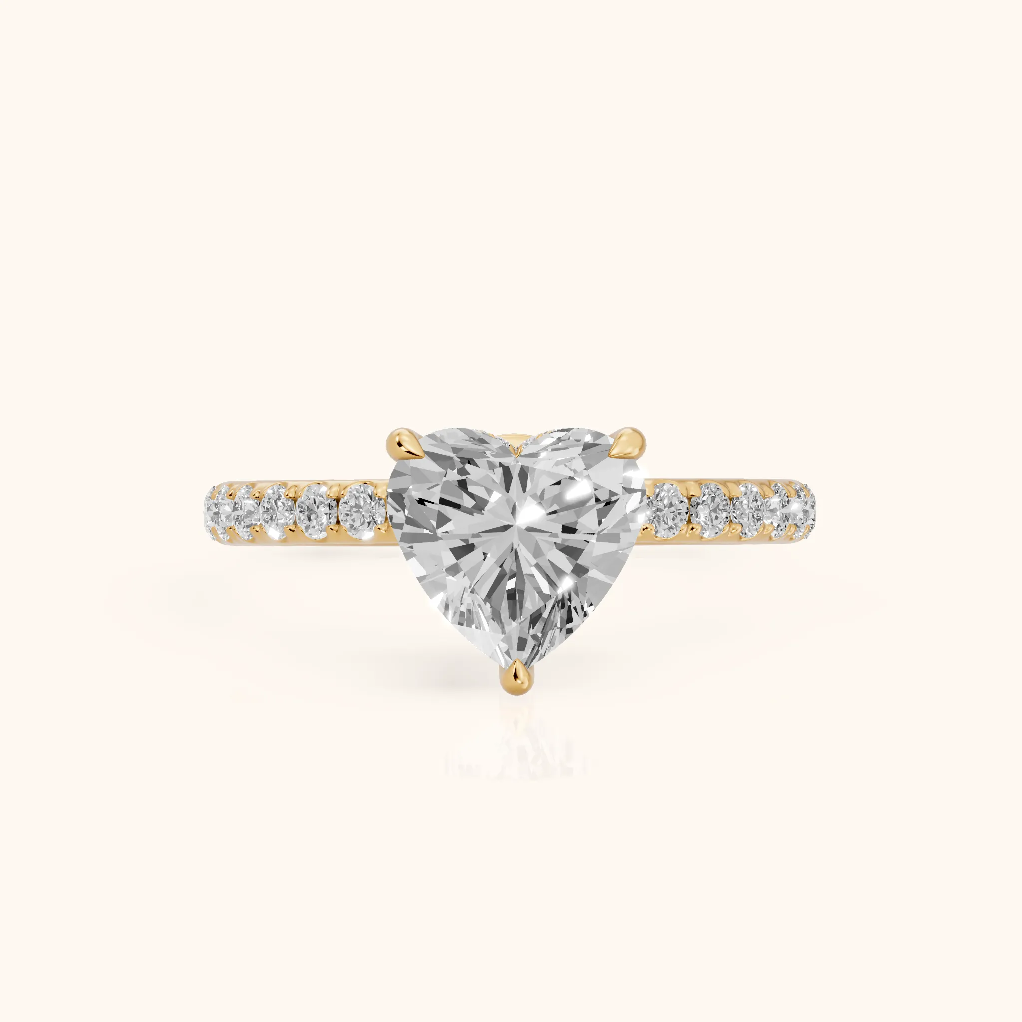 Thea Hidden Halo Pavé Heart Diamond Engagement Ring in Yellow Gold — view 1