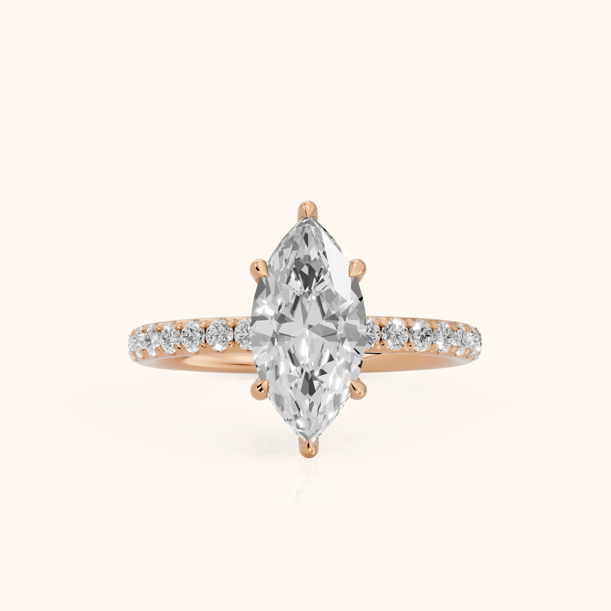 Thea Hidden Halo Pavé Marquise Diamond Engagement Ring in Rose Gold — view 1