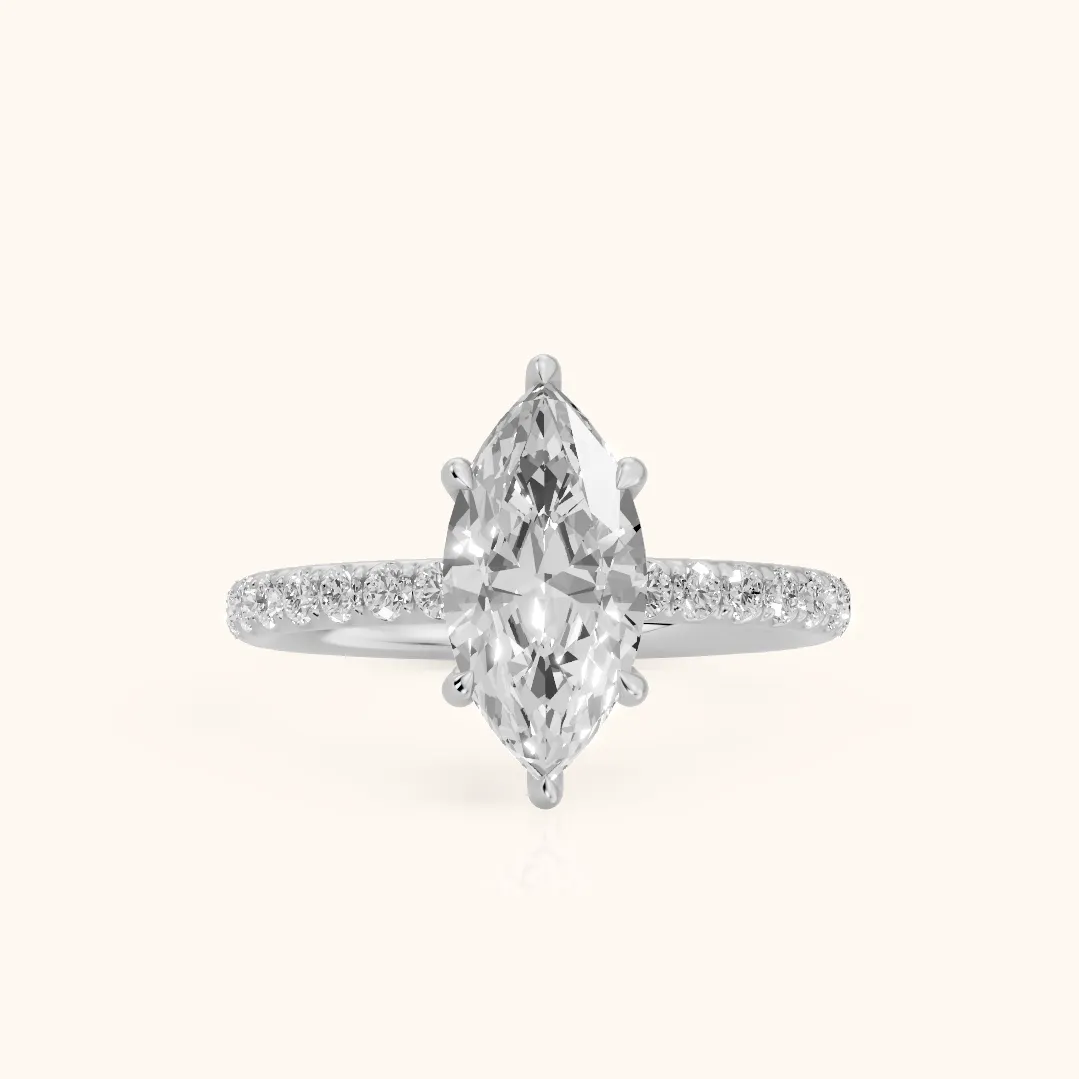 Thea Hidden Halo Pavé Marquise Diamond Engagement Ring in Silver — view 2