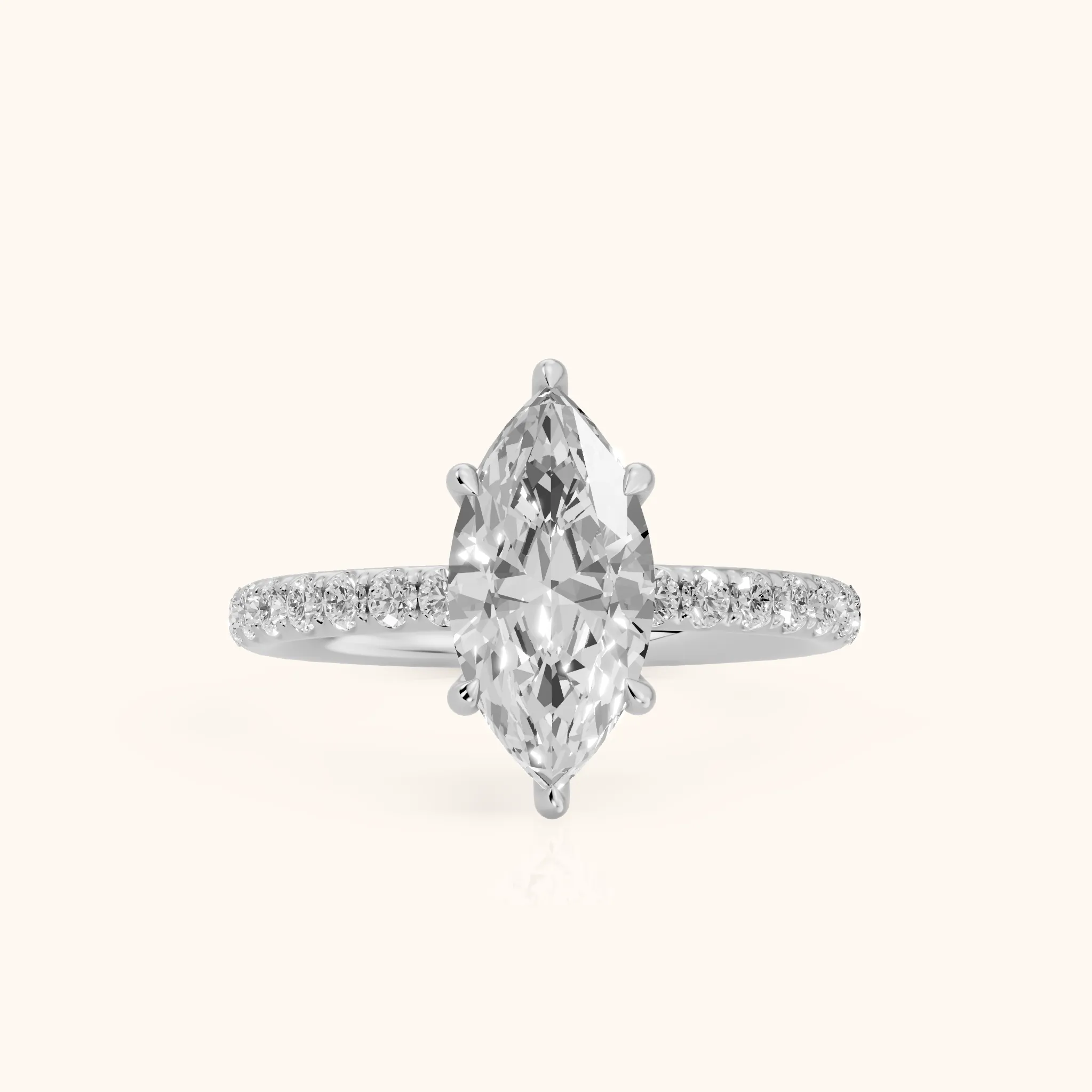 Thea Hidden Halo Pavé Marquise Diamond Engagement Ring in Silver — view 1