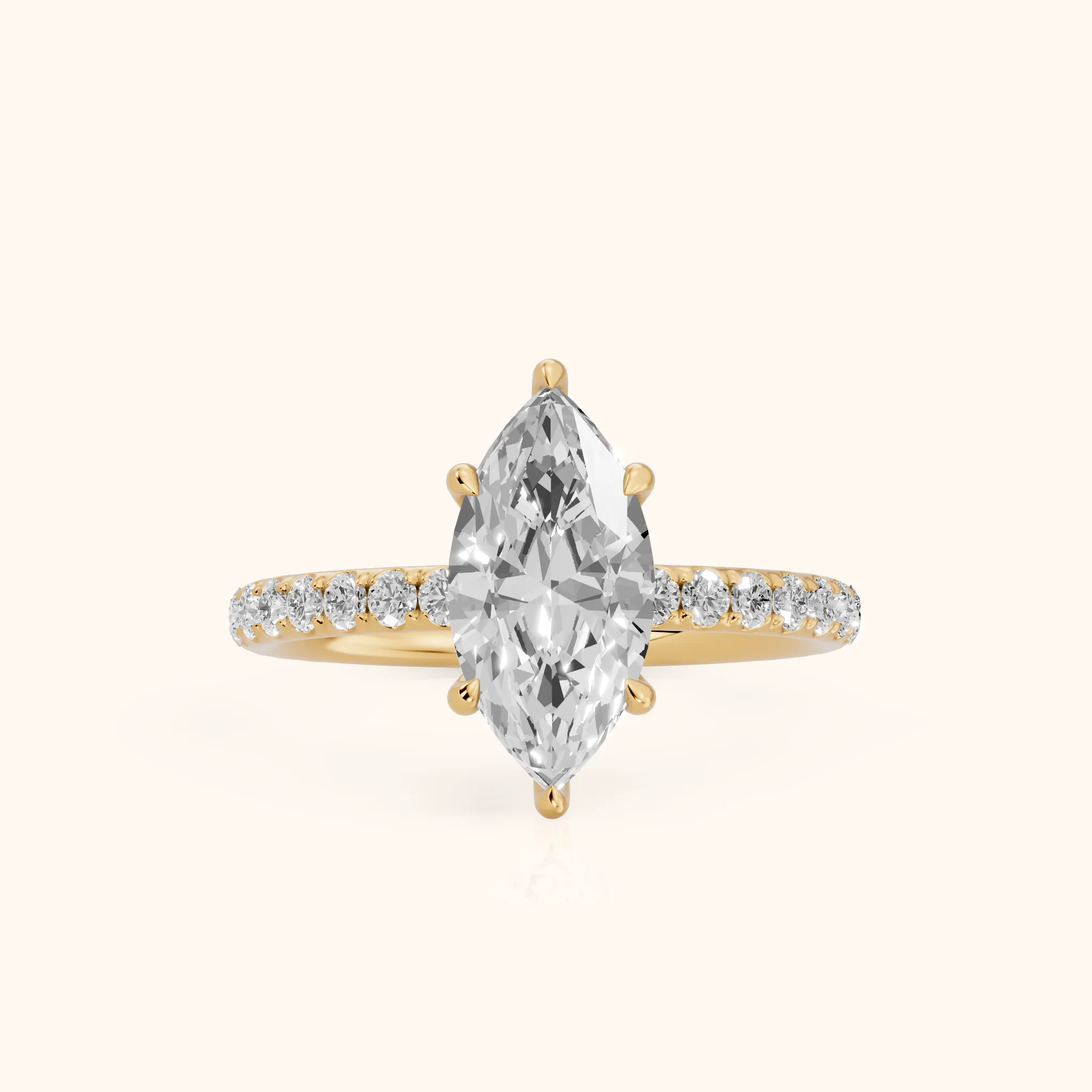 Thea Hidden Halo Pavé Marquise Diamond Engagement Ring in Yellow Gold — view 1