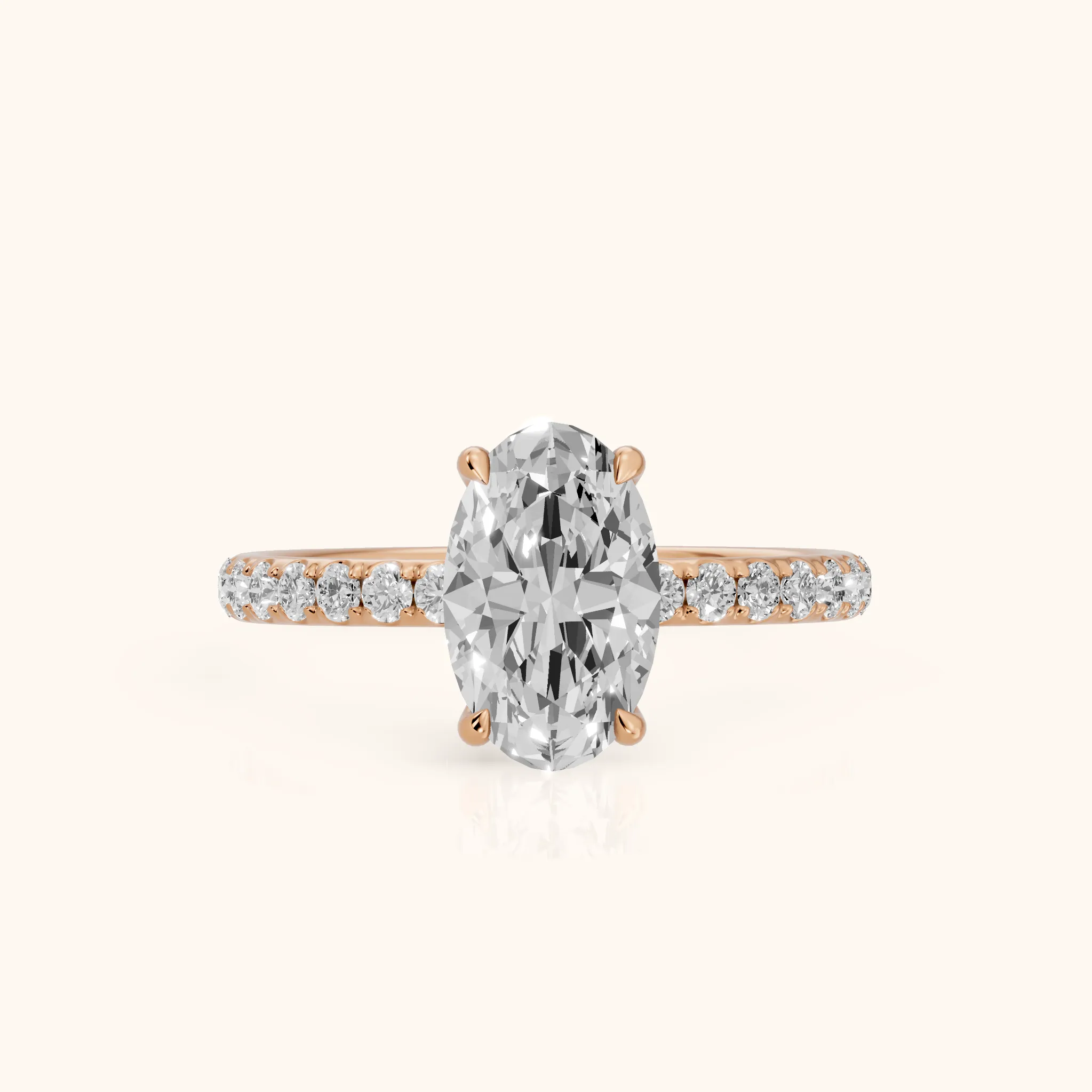 Thea Hidden Halo Pavé Oval Diamond Engagement Ring in Rose Gold — view 1