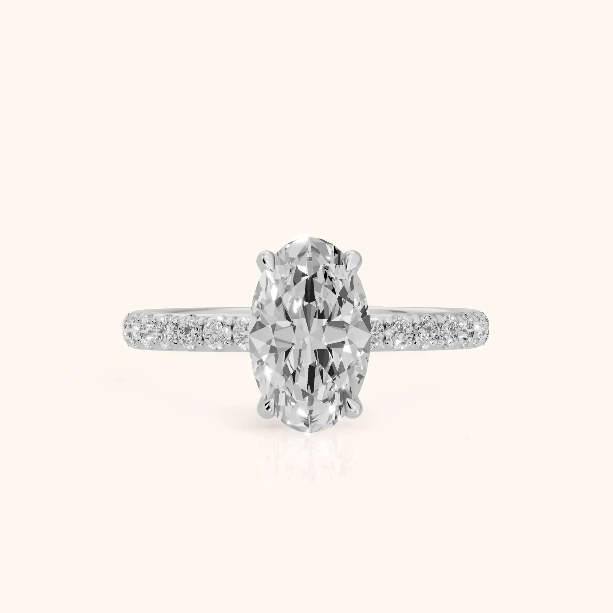 Thea Hidden Halo Pavé Oval Diamond Engagement Ring in Platinum — view 1