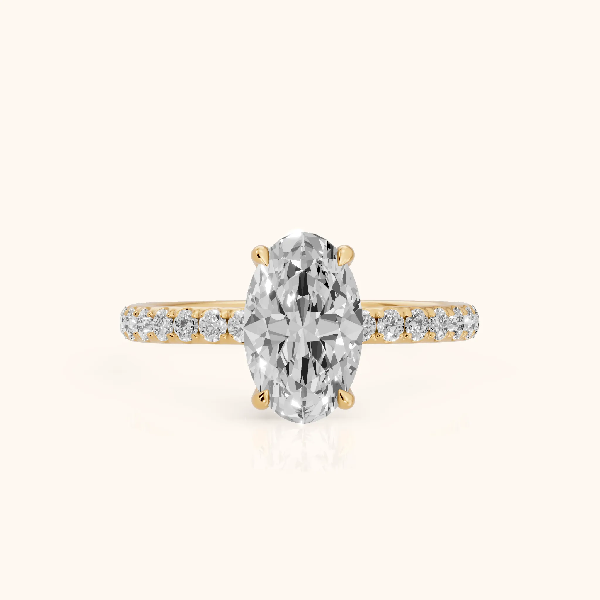Thea Hidden Halo Pavé Oval Diamond Engagement Ring in Yellow Gold — view 1