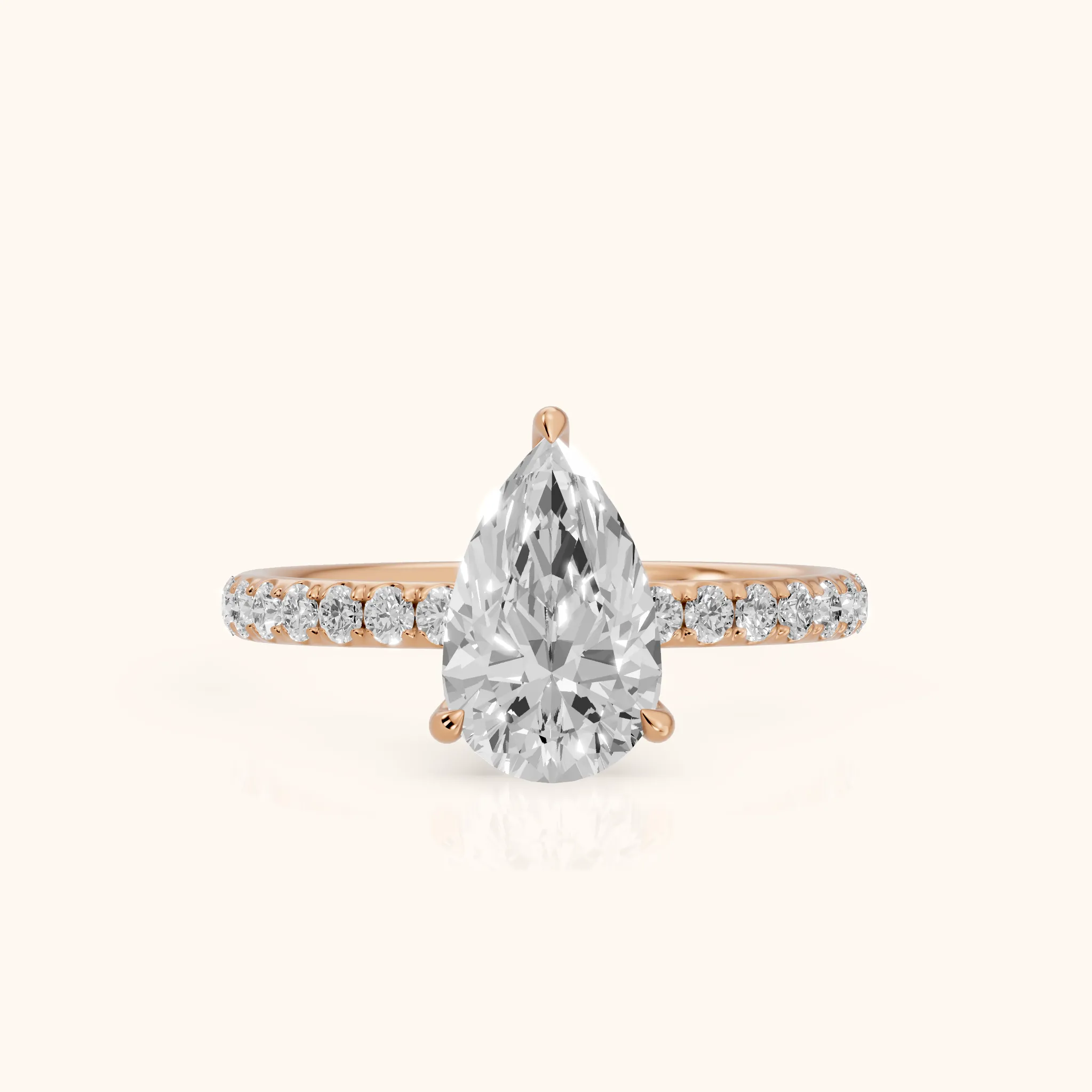 Thea Hidden Halo Pavé Pear Diamond Engagement Ring in Rose Gold — view 1
