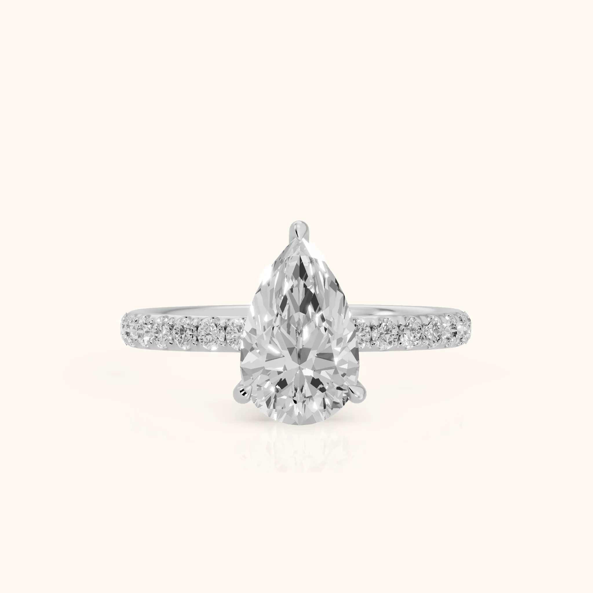 Thea Hidden Halo Pavé Pear Diamond Engagement Ring in Silver — view 1