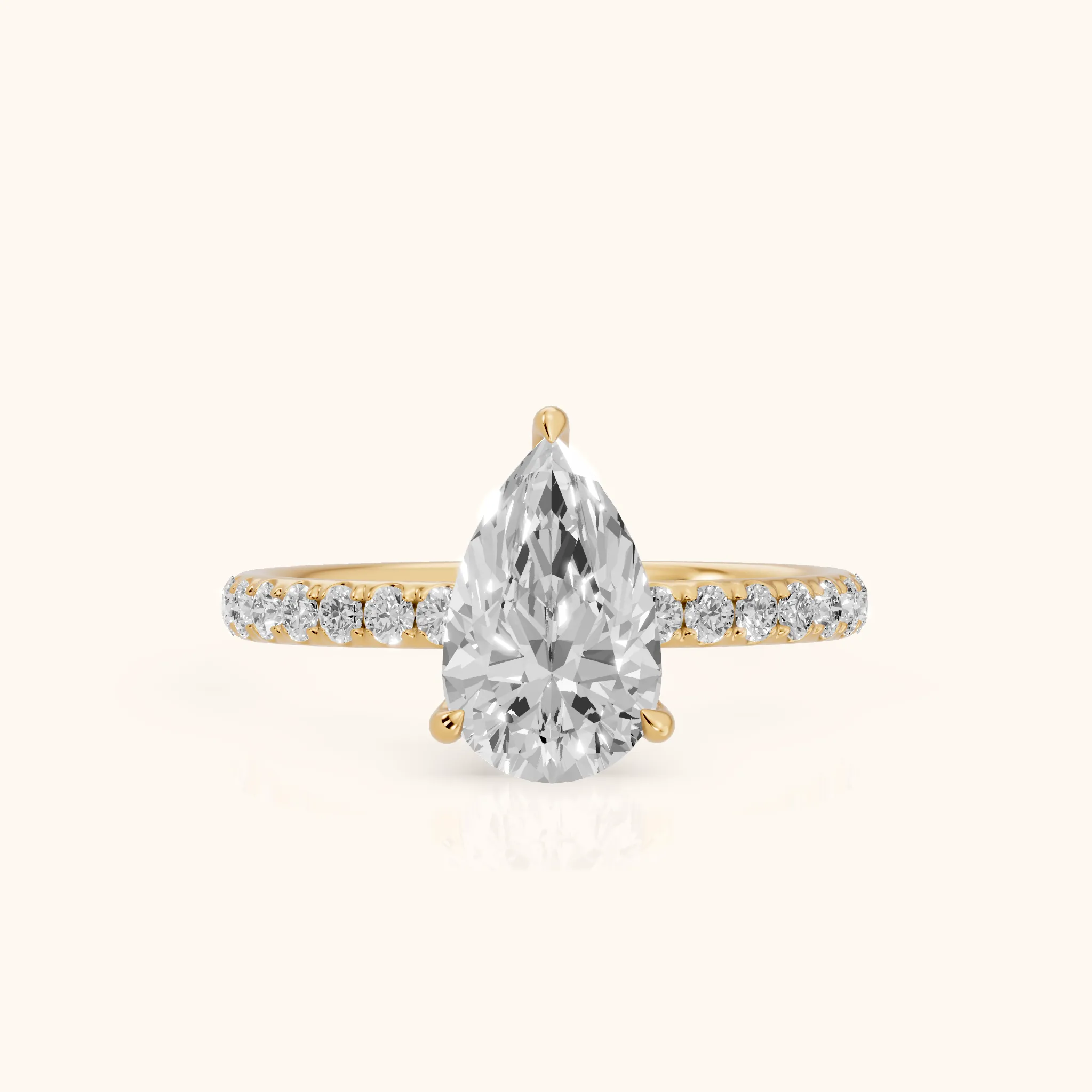 Thea Hidden Halo Pavé Pear Diamond Engagement Ring in Yellow Gold — view 1