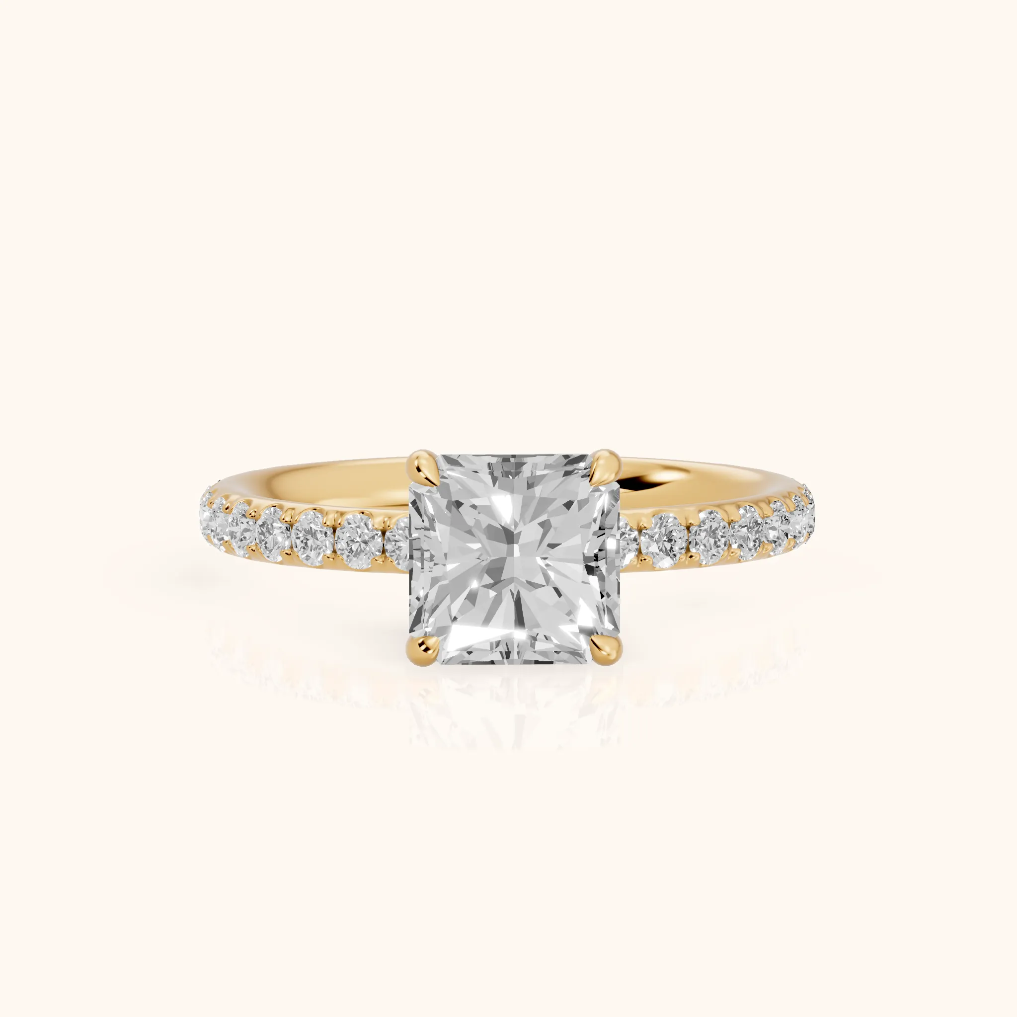 Thea Hidden Halo Pavé Radiant Diamond Engagement Ring in Yellow Gold — view 1