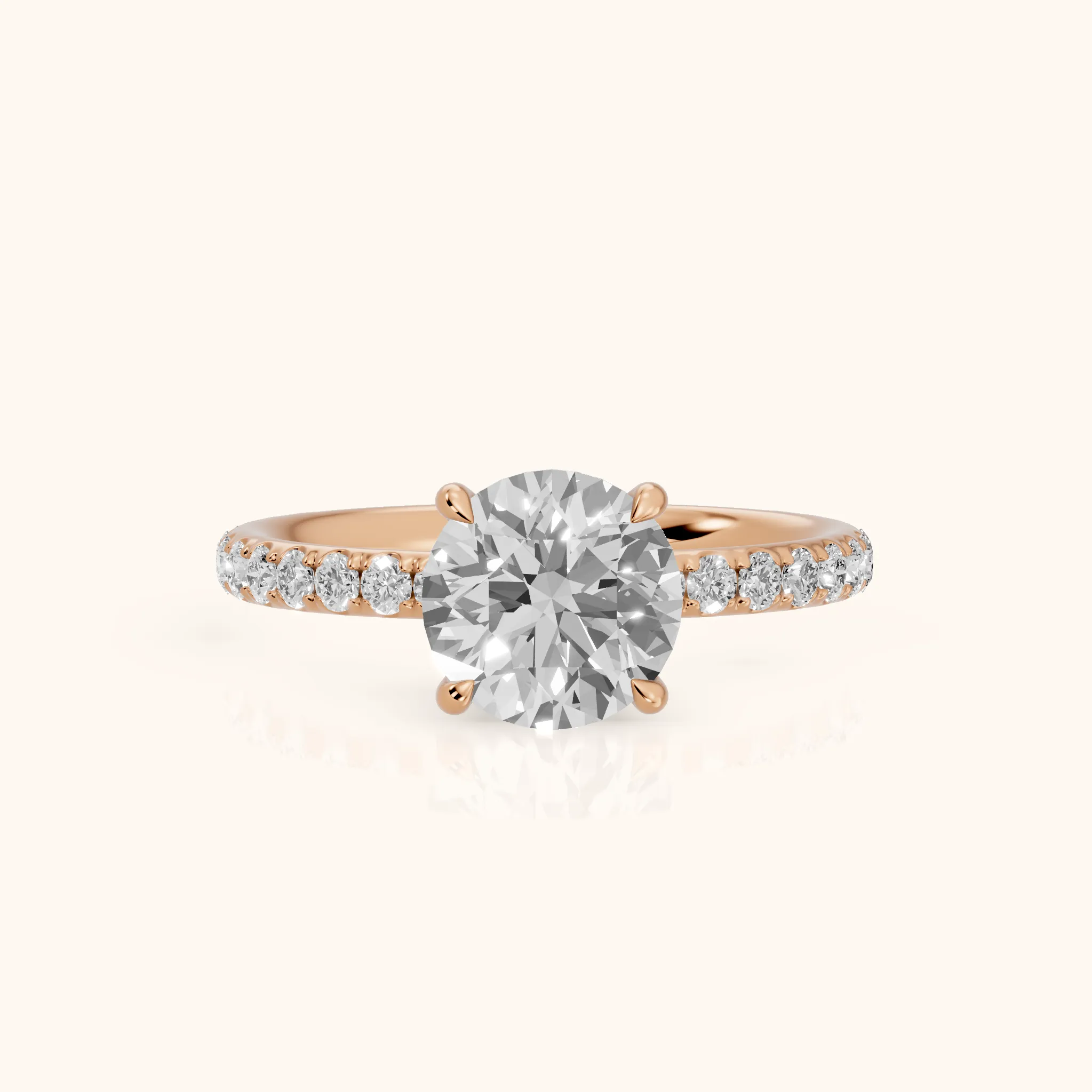 Thea Hidden Halo Pavé Round Diamond Engagement Ring in Rose Gold — view 1