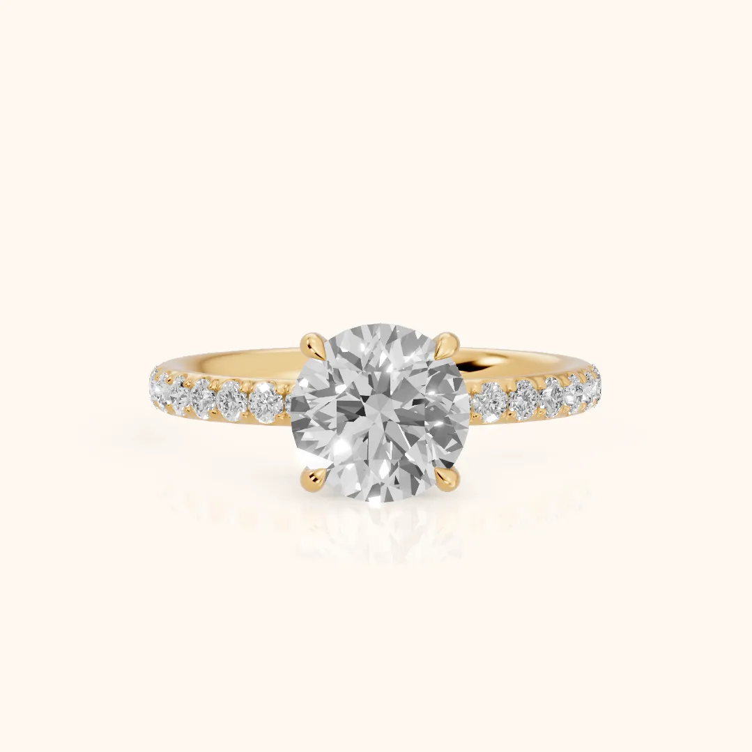 Thea Hidden Halo Pavé Round Diamond Engagement Ring in Yellow Gold — view 2