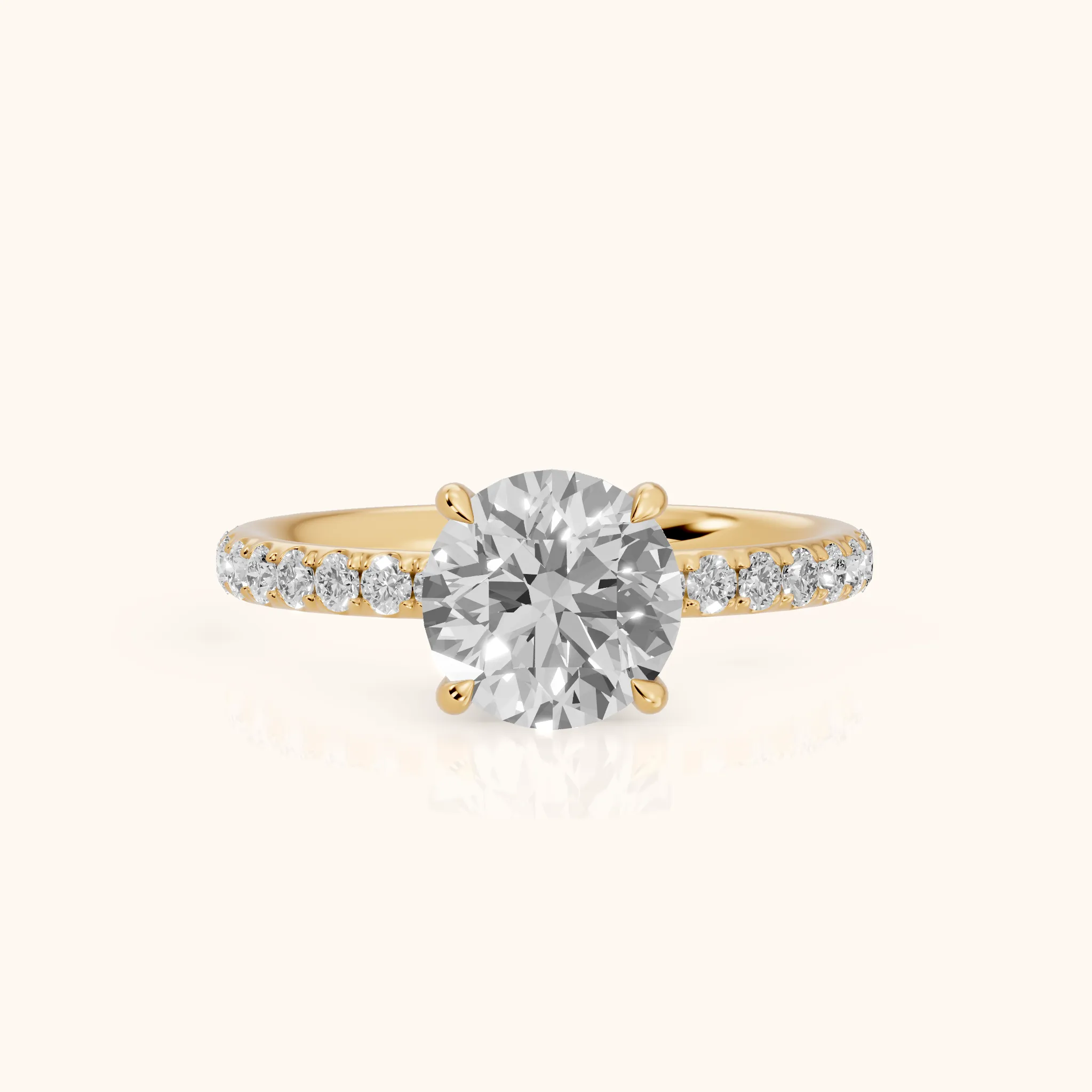 Thea Hidden Halo Pavé Round Diamond Engagement Ring in Yellow Gold — view 1
