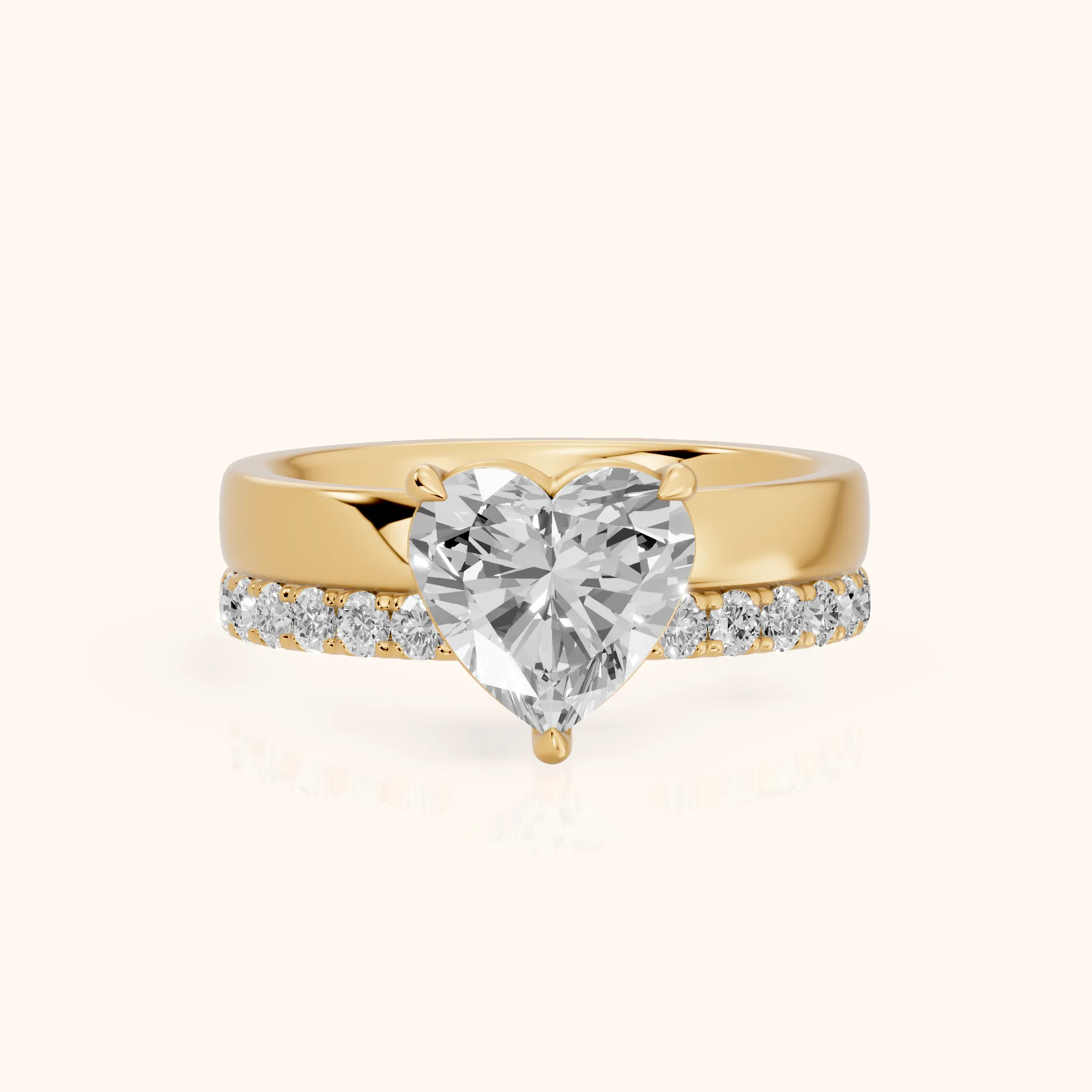 Veda Split Shank Pavé Heart Diamond Engagement Ring in Yellow Gold — view 1