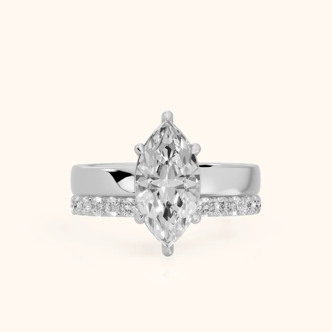 Veda Split Shank Pavé Marquise Diamond Engagement Ring in Platinum — view 2