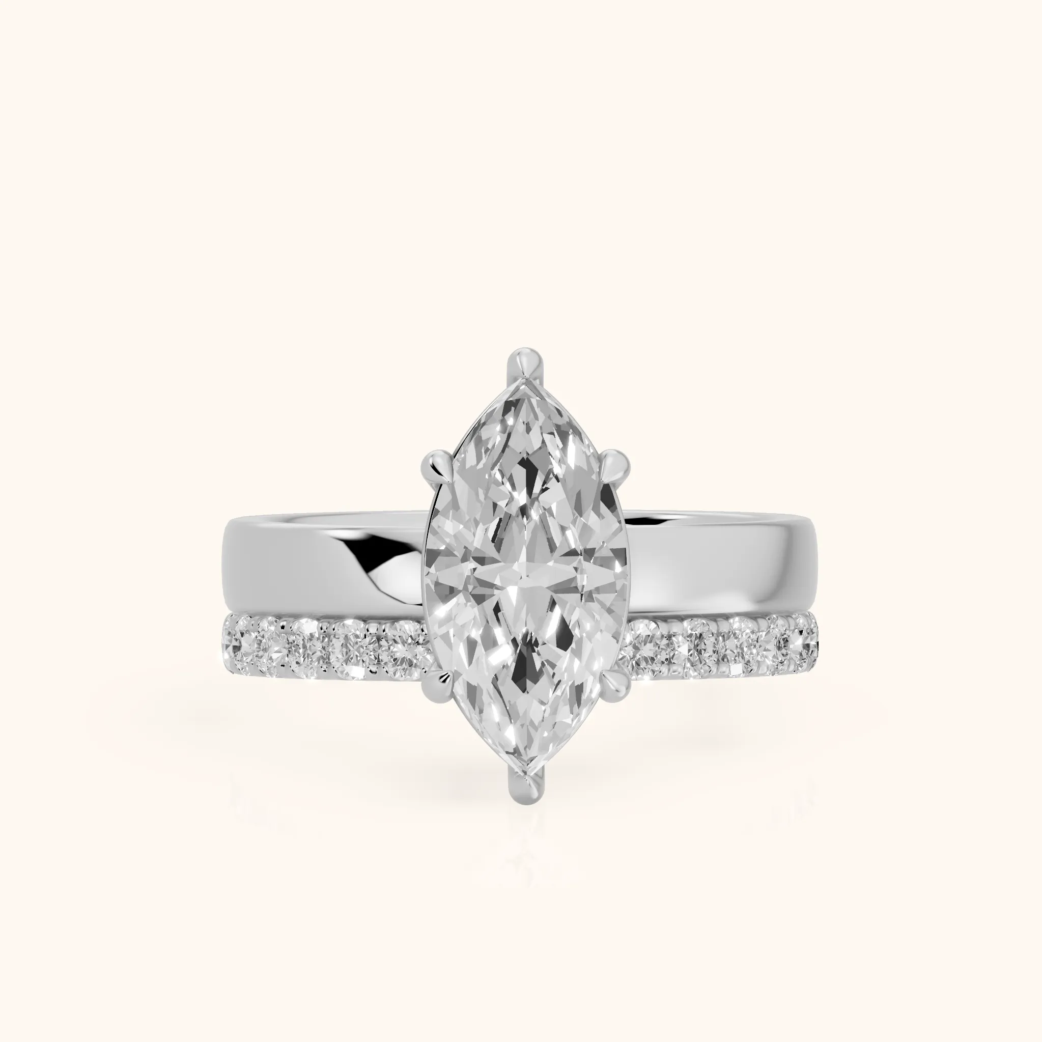 Veda Split Shank Pavé Marquise Diamond Engagement Ring in Platinum — view 1