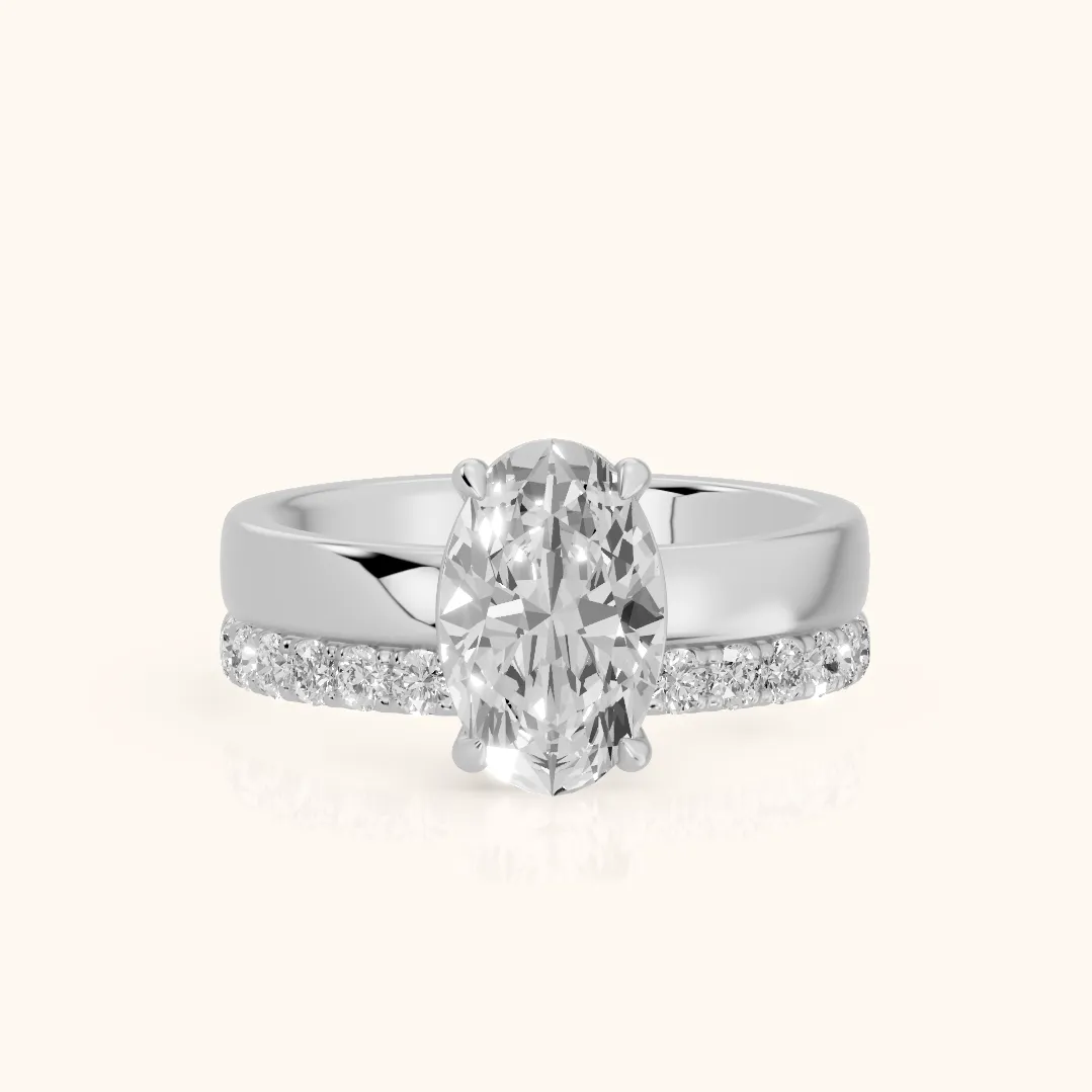 Veda Split Shank Pavé Oval Diamond Engagement Ring in White Gold — view 2