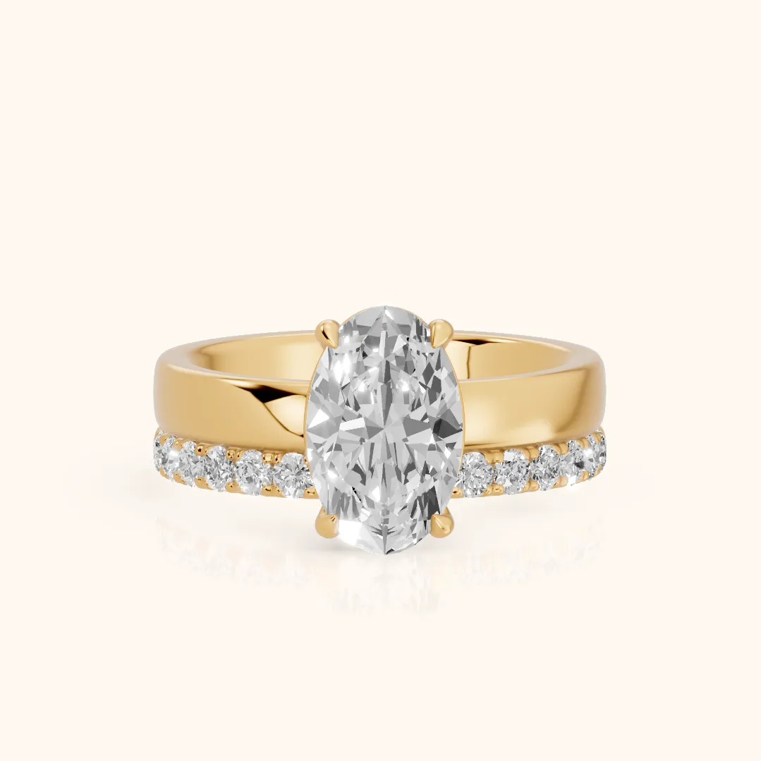 Veda Split Shank Pavé Oval Diamond Engagement Ring in Yellow Gold — view 2