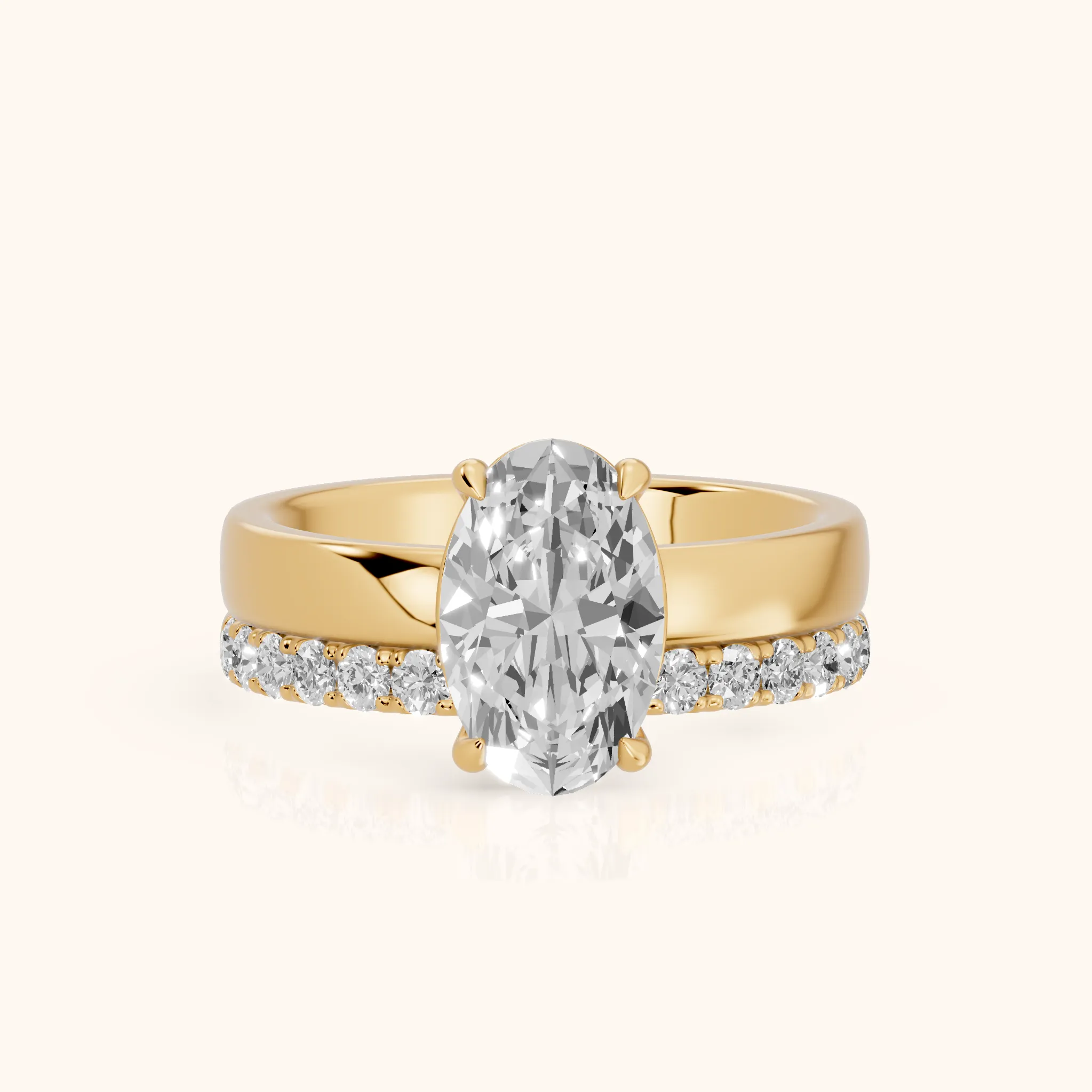 Veda Split Shank Pavé Oval Diamond Engagement Ring in Yellow Gold — view 1