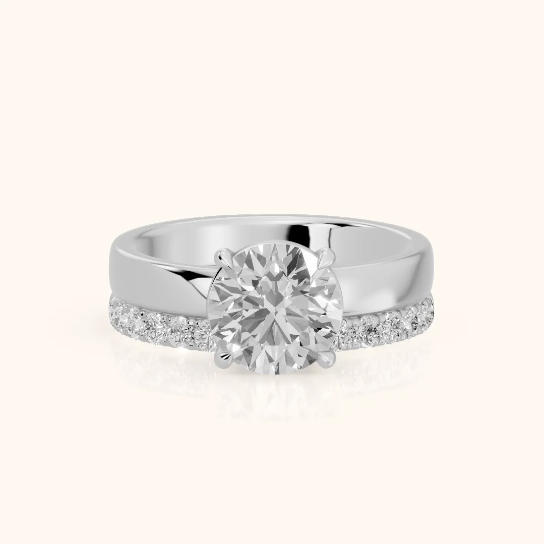 Veda Split Shank Pavé Round Diamond Engagement Ring in Silver — view 2