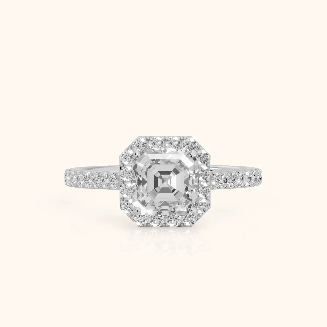 Willa Halo Micropavé Asscher Diamond Engagement Ring in Silver — view 2