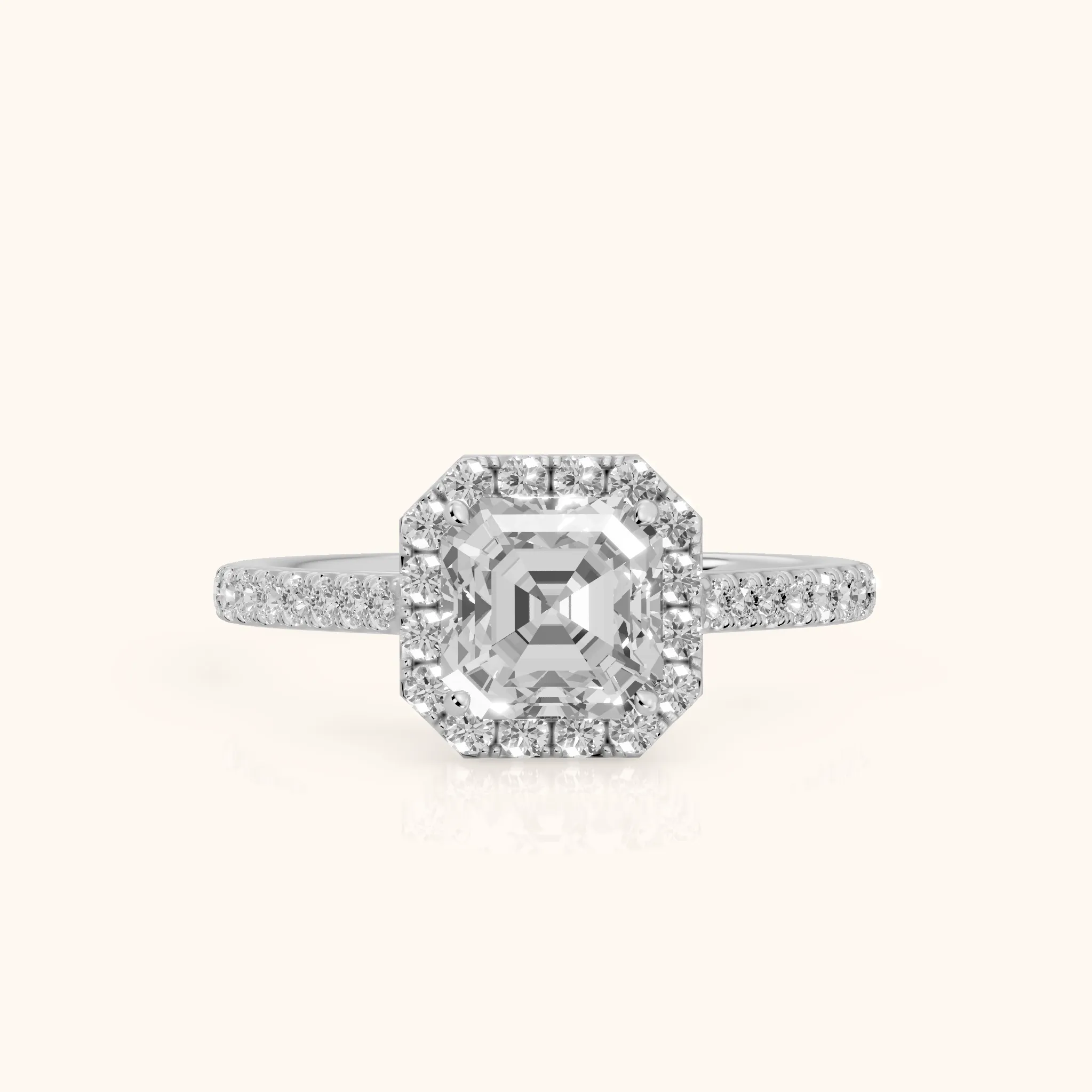 Willa Halo Micropavé Asscher Diamond Engagement Ring in Silver — view 1