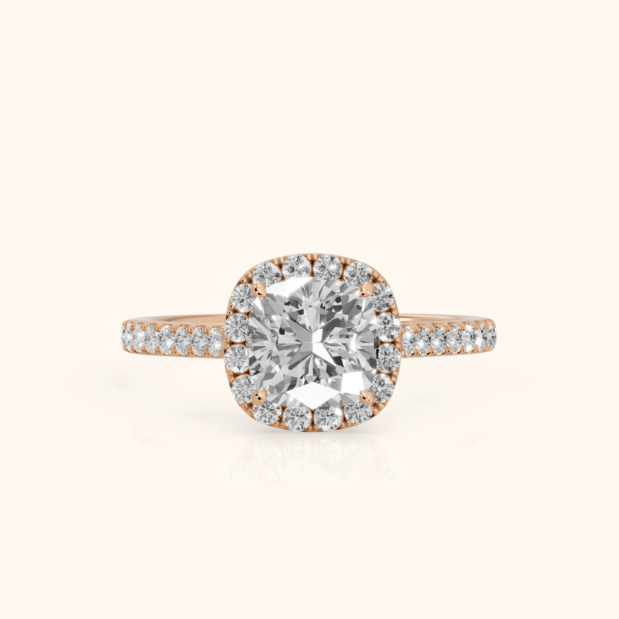 Willa Halo Micropavé Cushion Diamond Engagement Ring in Rose Gold — view 1