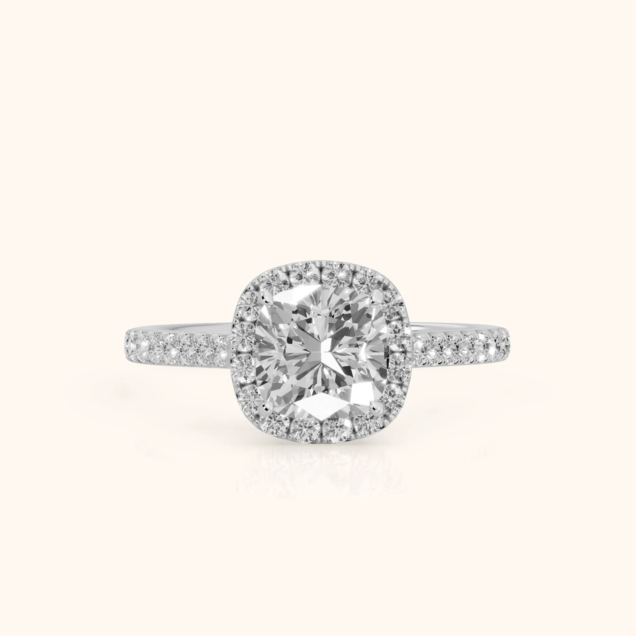 Willa Halo Micropavé Cushion Diamond Engagement Ring in Silver — view 1
