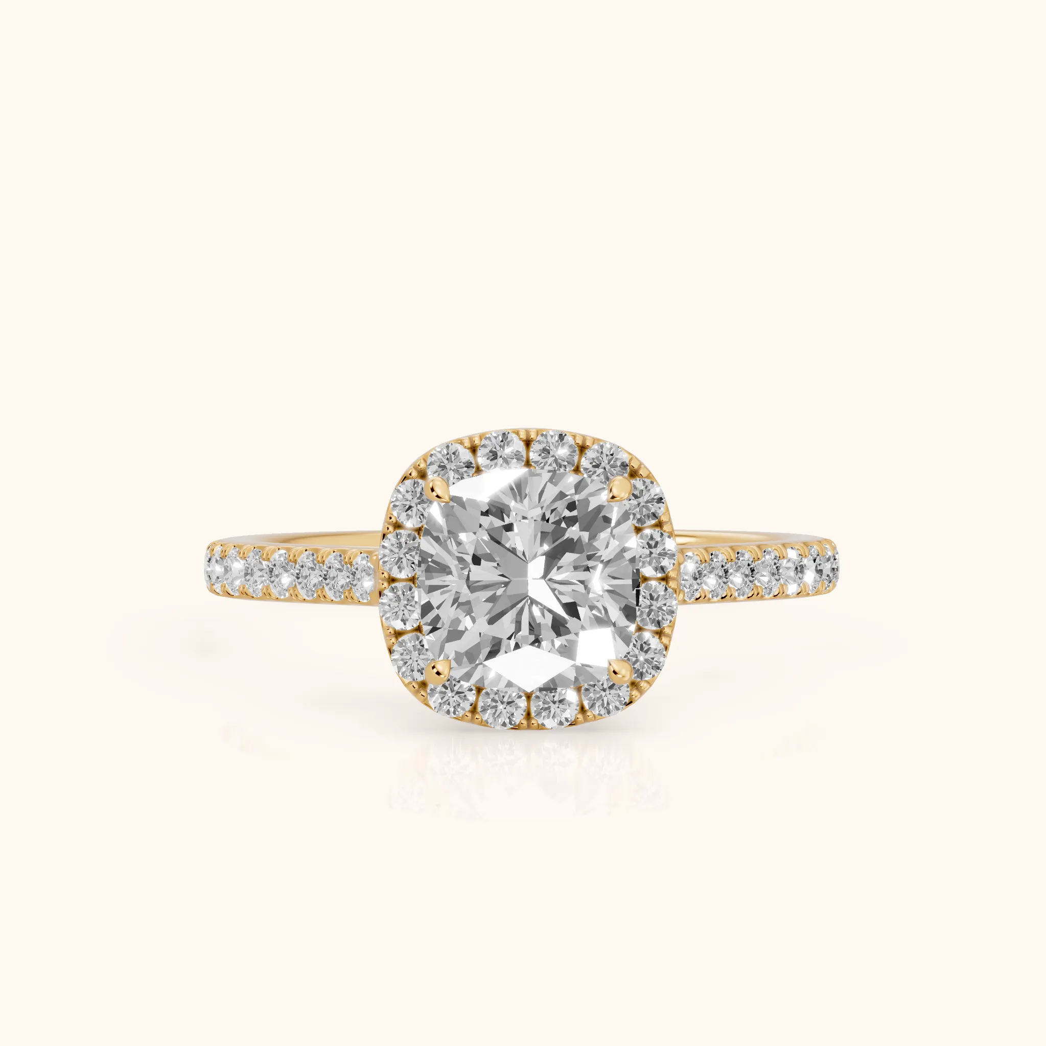 Willa Halo Micropavé Cushion Diamond Engagement Ring in Yellow Gold — view 1