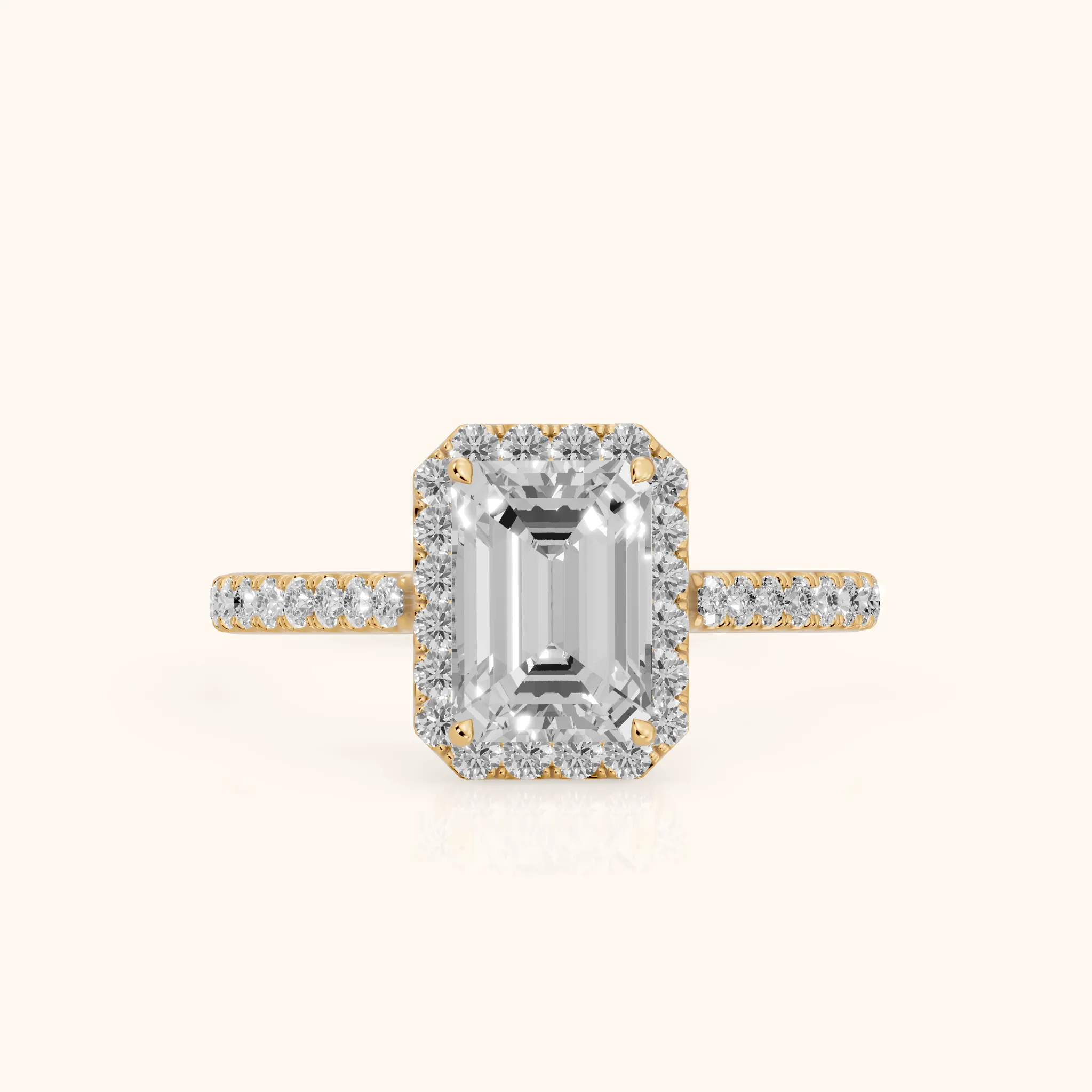 Willa Halo Micropavé Emerald Diamond Engagement Ring in Yellow Gold — view 1