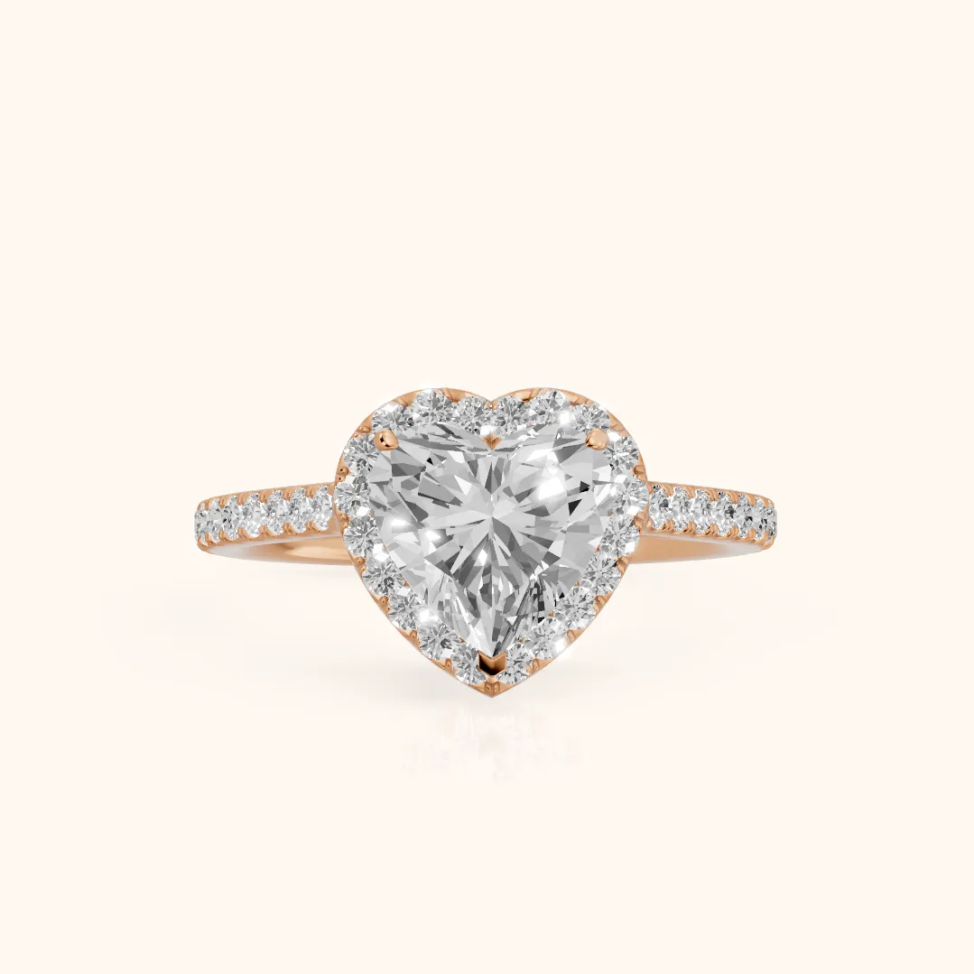 Willa Halo Micropavé Heart Diamond Engagement Ring in Rose Gold — view 2