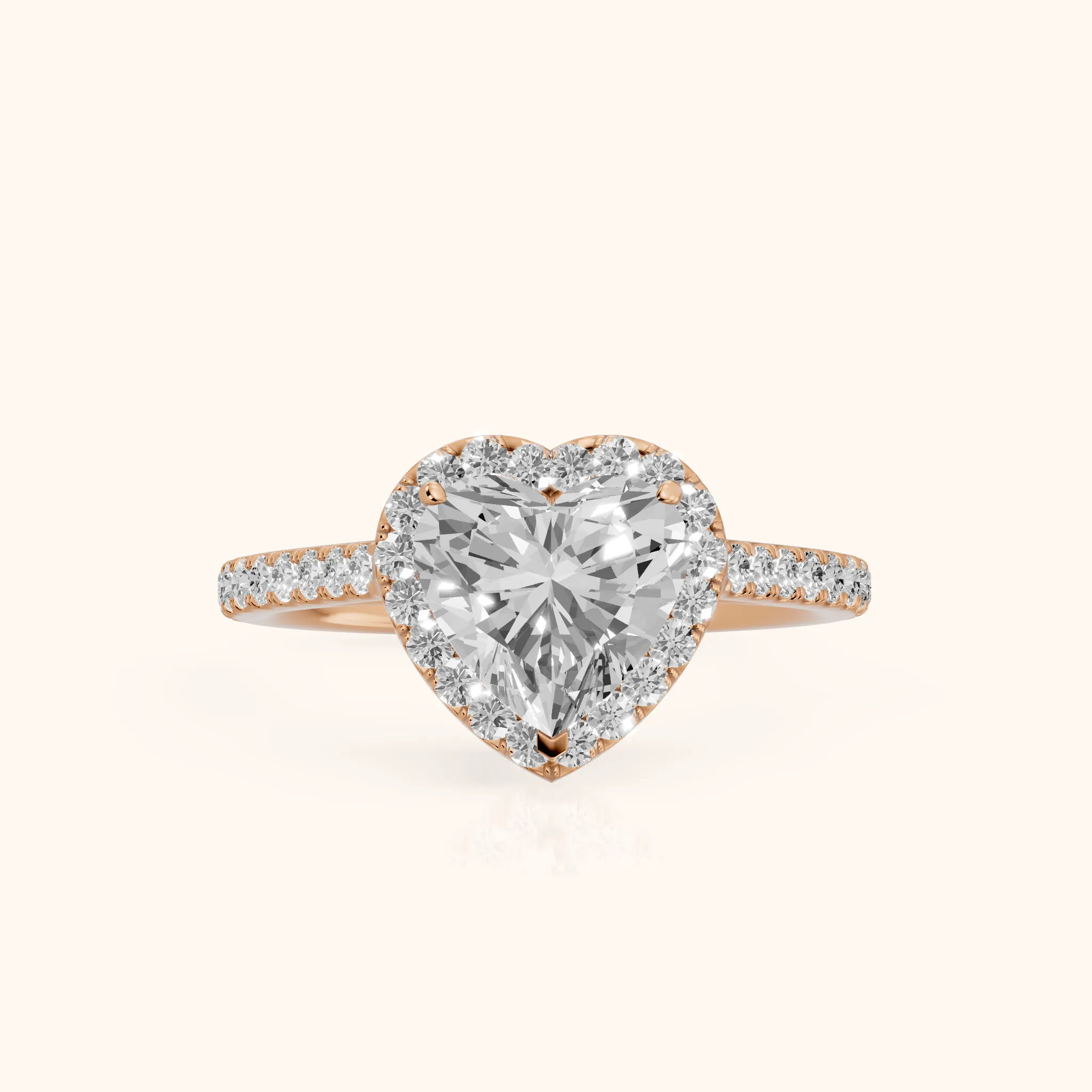 Willa Halo Micropavé Heart Diamond Engagement Ring in Rose Gold — view 1