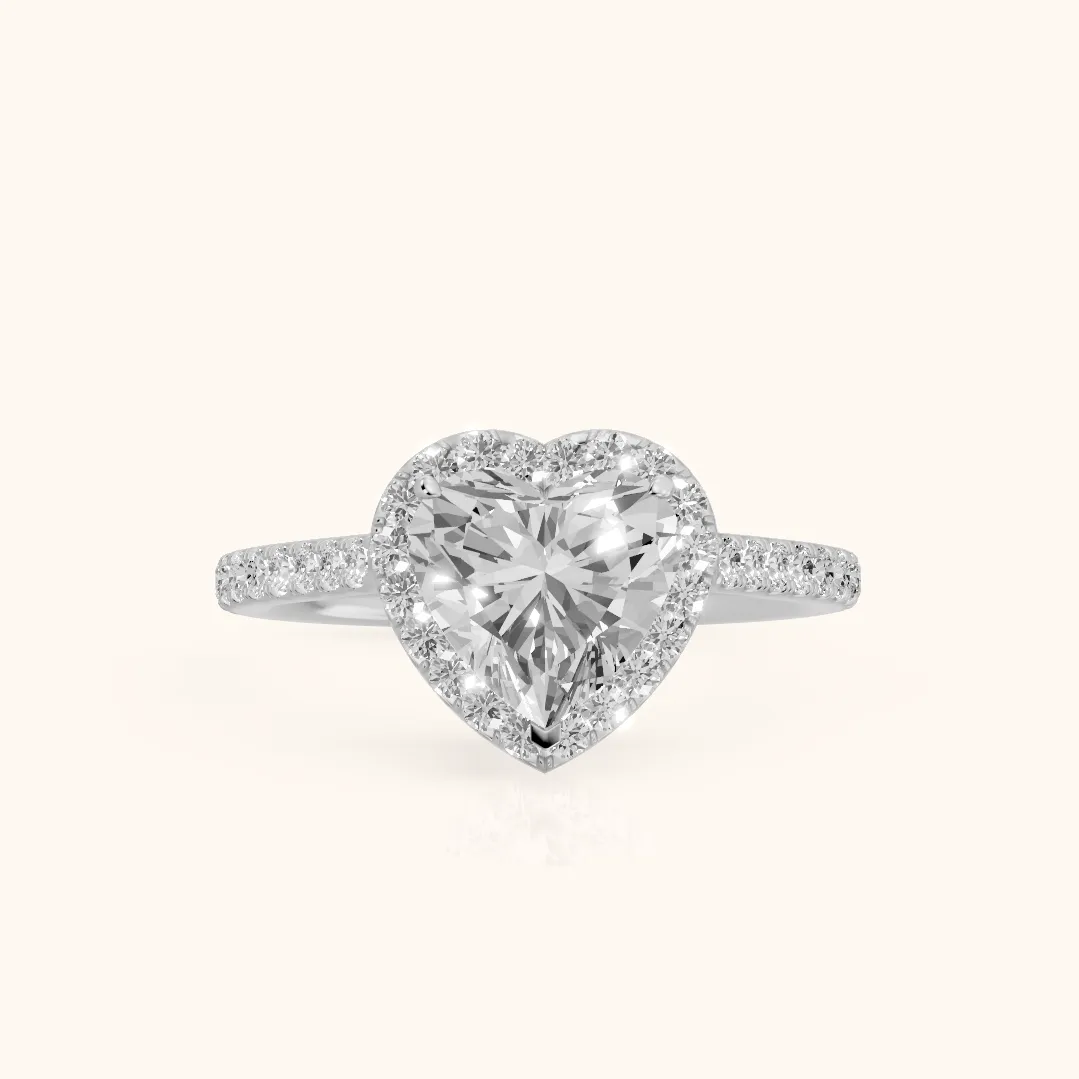 Willa Halo Micropavé Heart Diamond Engagement Ring in Silver — view 2