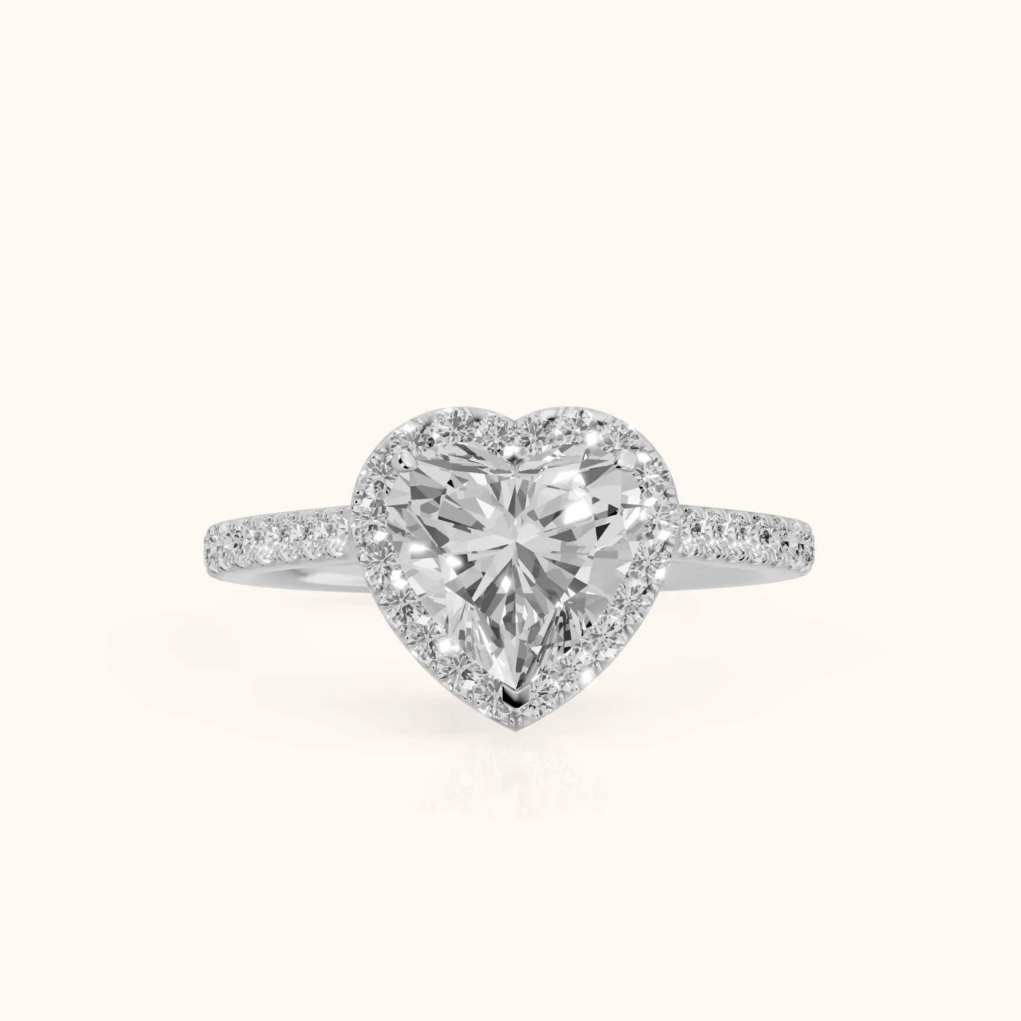 Willa Halo Micropavé Heart Diamond Engagement Ring in Silver — view 1