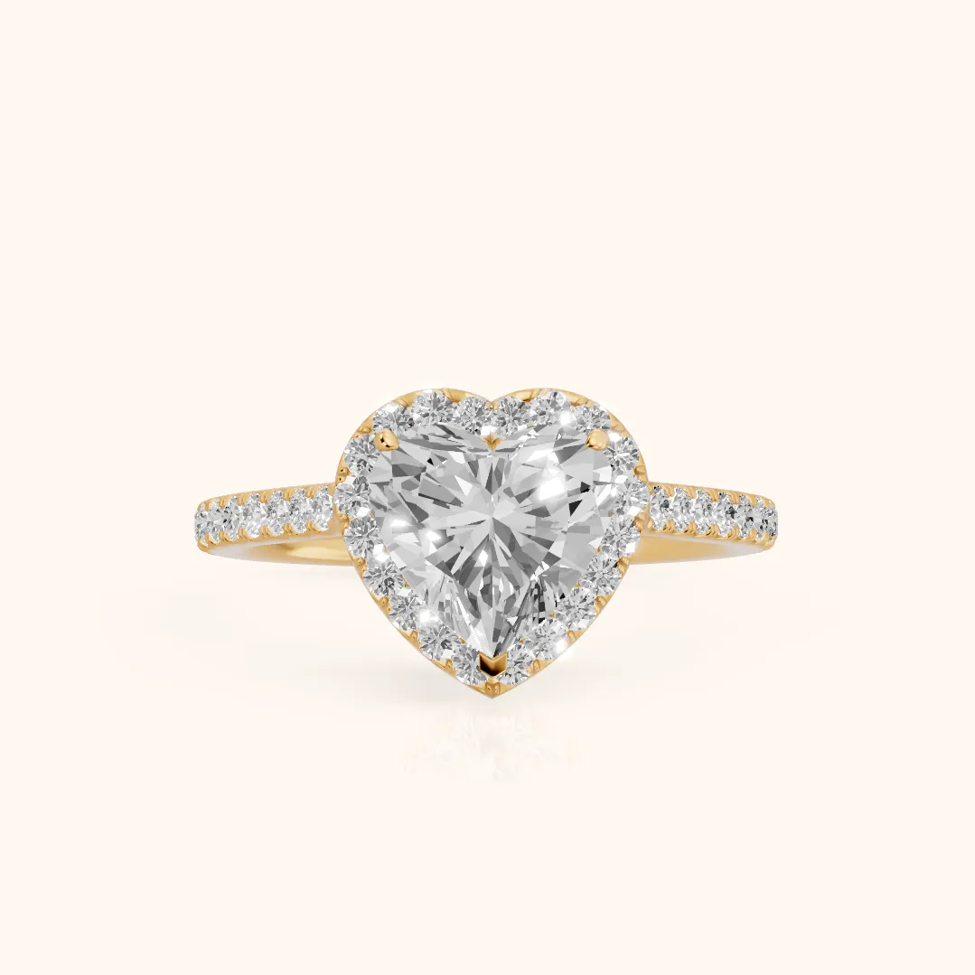 Willa Halo Micropavé Heart Diamond Engagement Ring in Yellow Gold — view 2