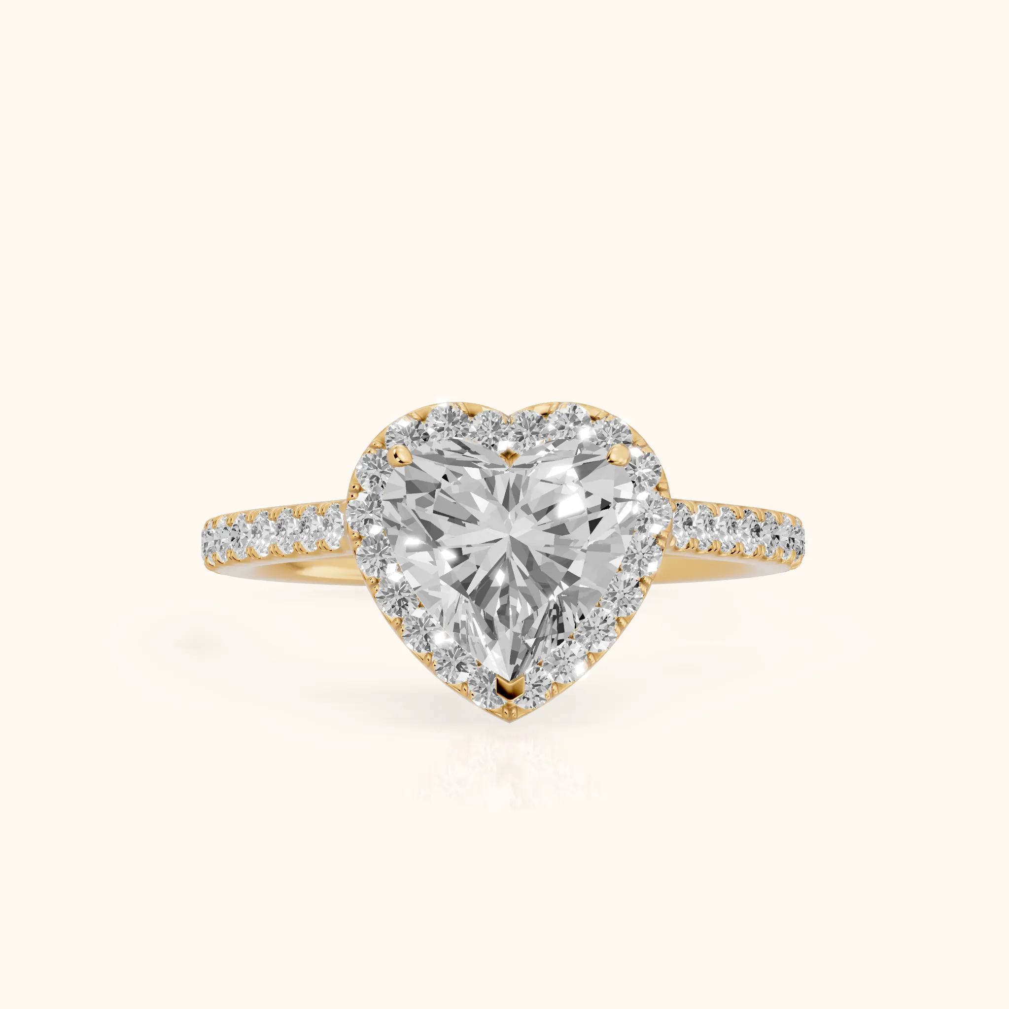 Willa Halo Micropavé Heart Diamond Engagement Ring in Yellow Gold — view 1